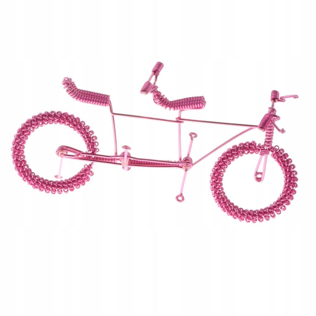 Creative Tandem Bicycle Model Metal Craft Bike Figurine Home Pink Brand no brand