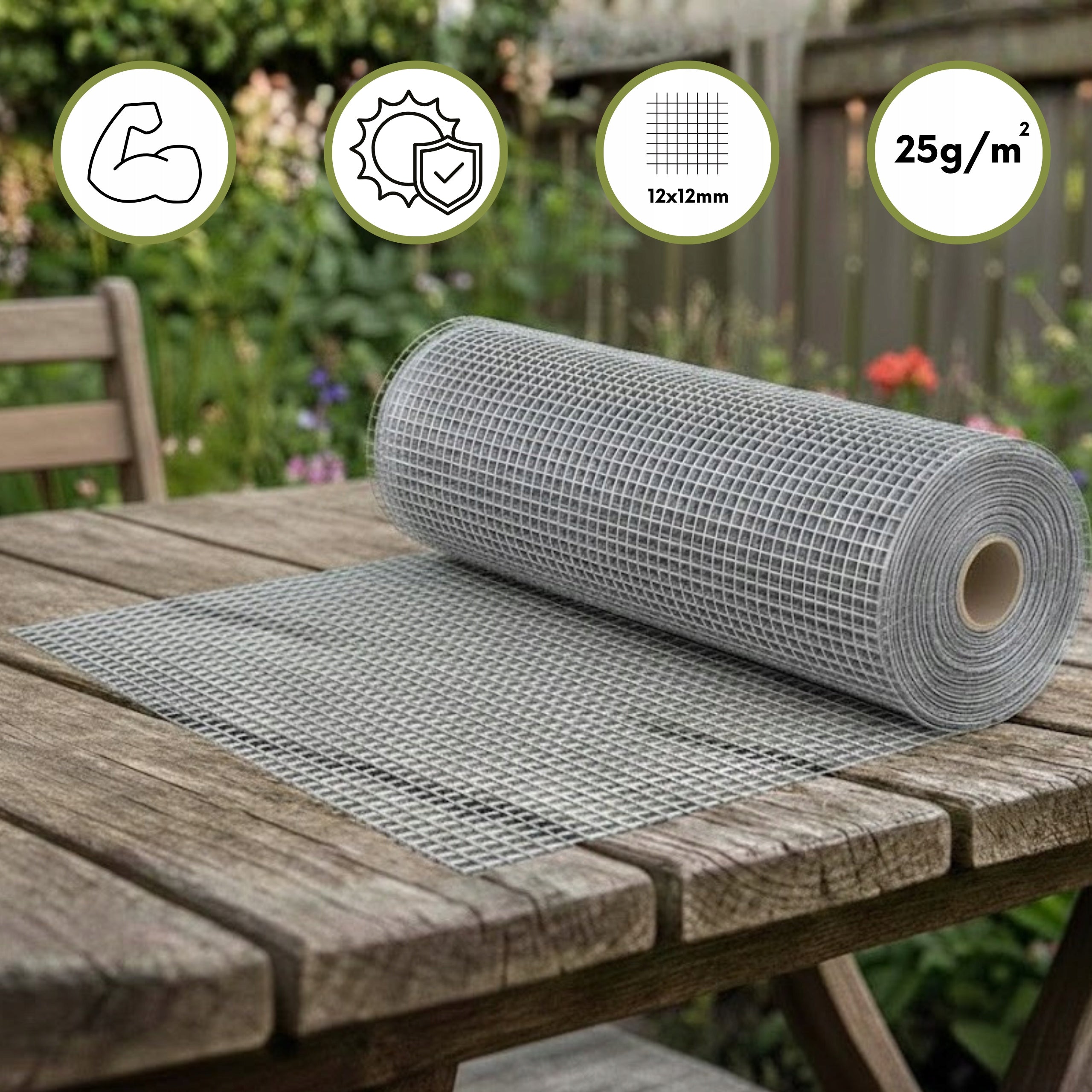 Crete Mesh 25g 1x20m Black PP Eyelet 12x12mm Under Lawn Durable Brand Plantina