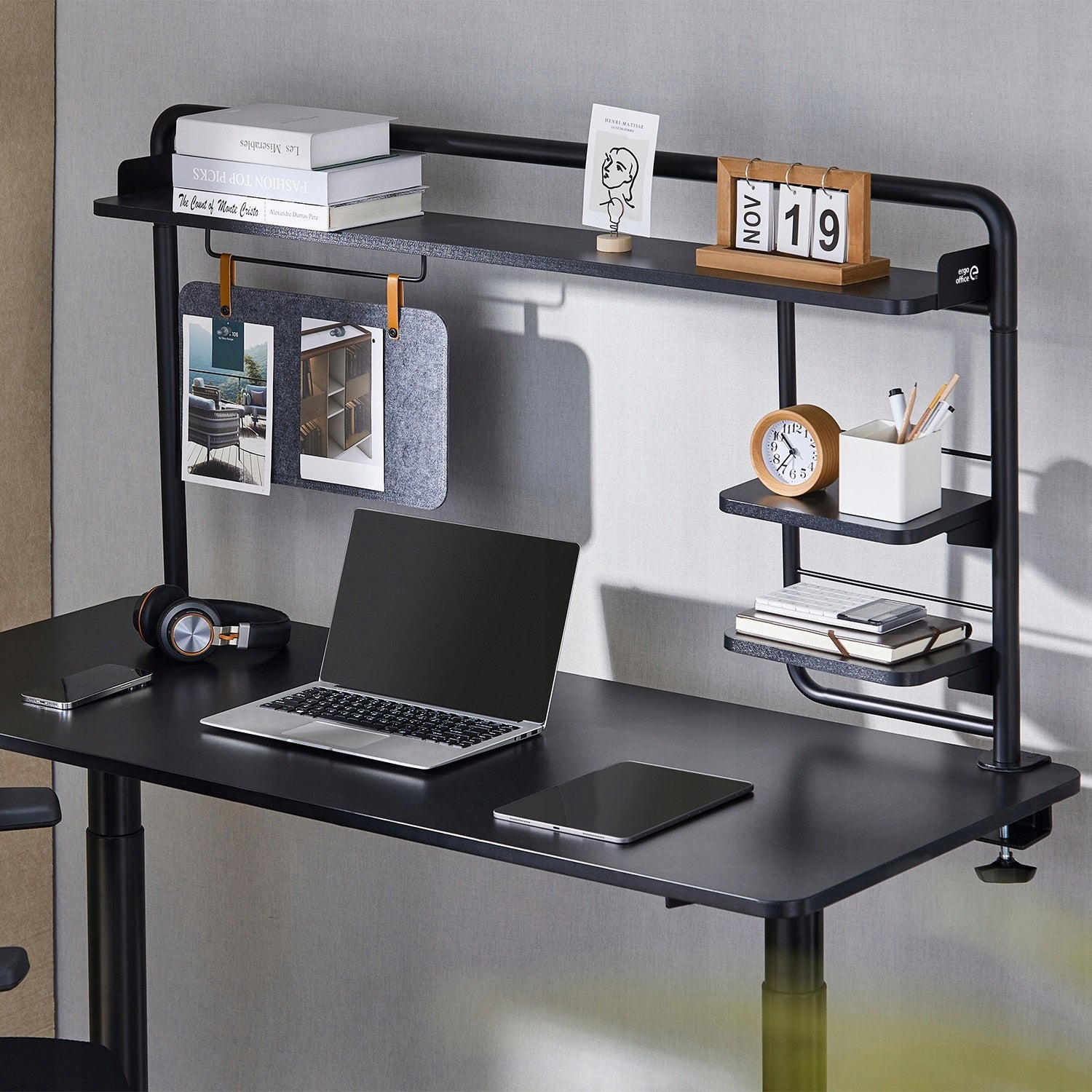 Crimp desk extension with 3 shelves and magnetic board BYDGOSZCZ