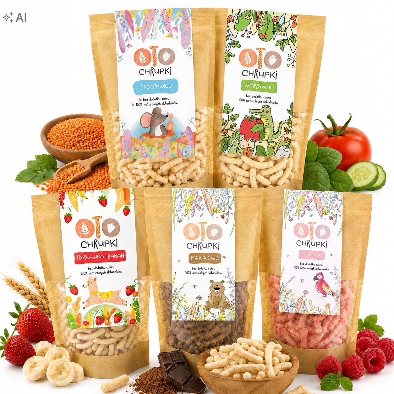 Crisps Natural Chips for Children Mix 5 Flavors Healthy Without Sugar Otolandia