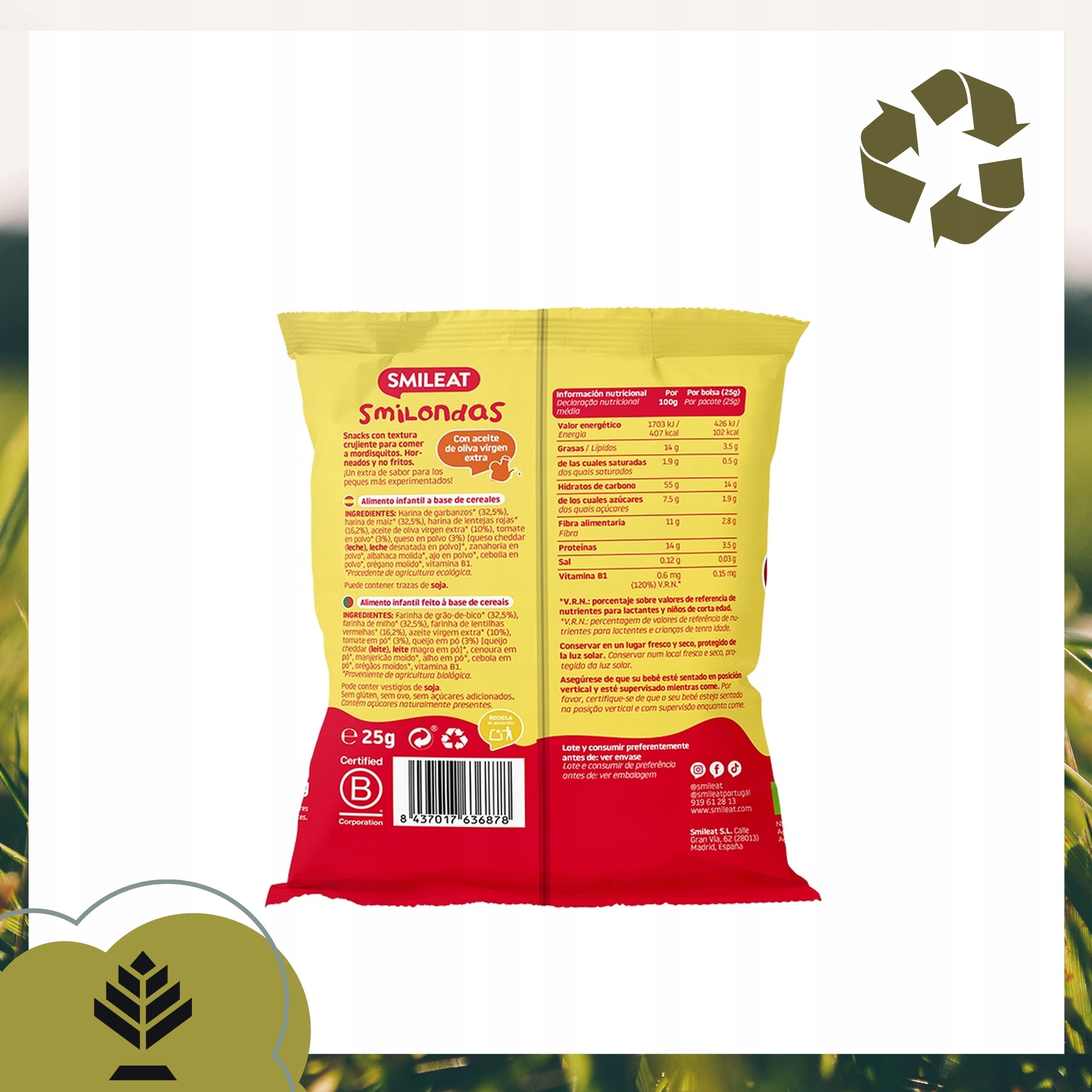 Crisps Smileat Smilondas Bio Tomato Cheese Baby Snack After 15M 25G Manufacturer code SML06878