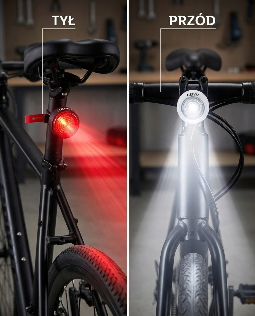 Crivit LED Bike Light Set – Front and Rear | Silicone, Waterproof Manufacturer code 470802_2407