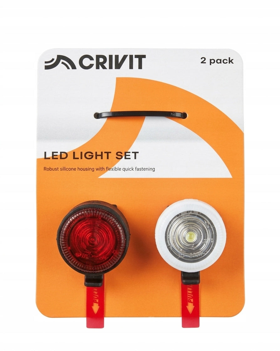 Crivit LED Bike Light Set – Front and Rear | Silicone, Waterproof