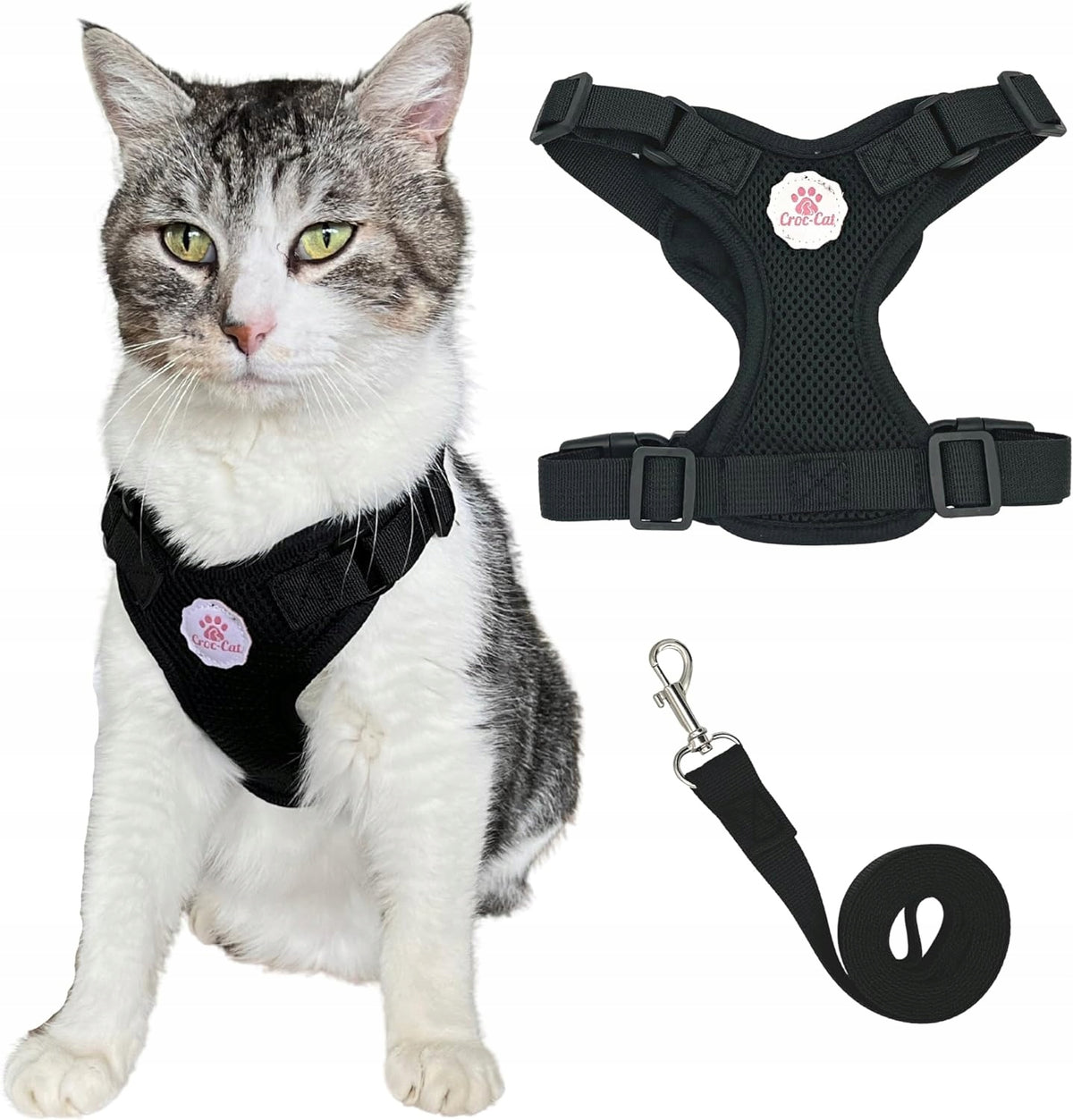 Croc-Cat Harness XS Black + Leash