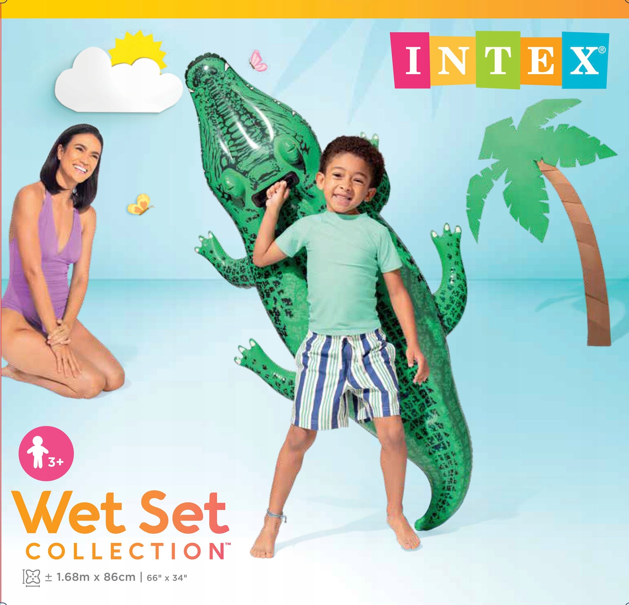Crocodile inflatable swimming mattress for children 168x86 cm INTEX 58546 Manufacturer code 58546