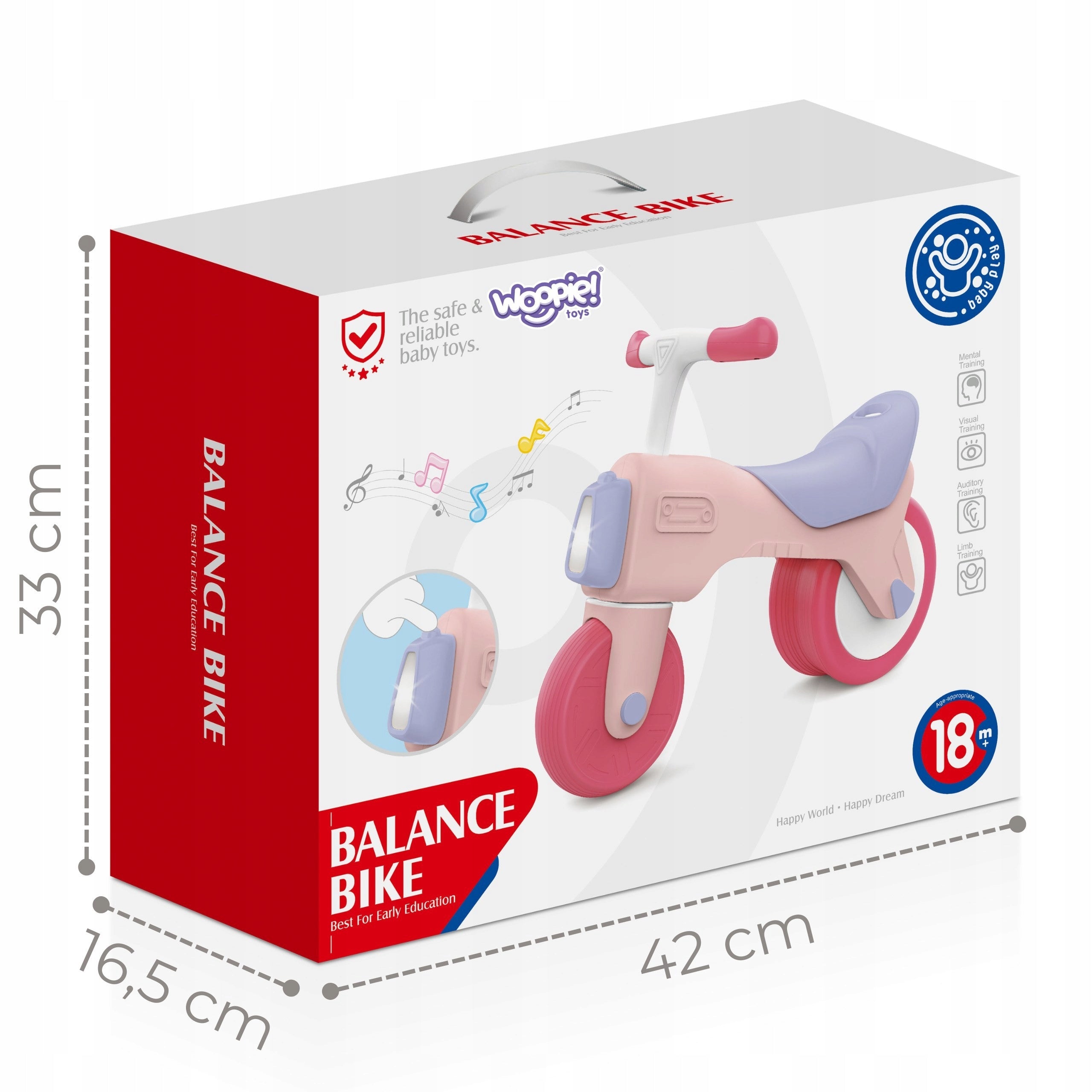 Cross Country Bike Ride-On Sound 18m+ Pink Sound Light WOOPIE BABY Color pink