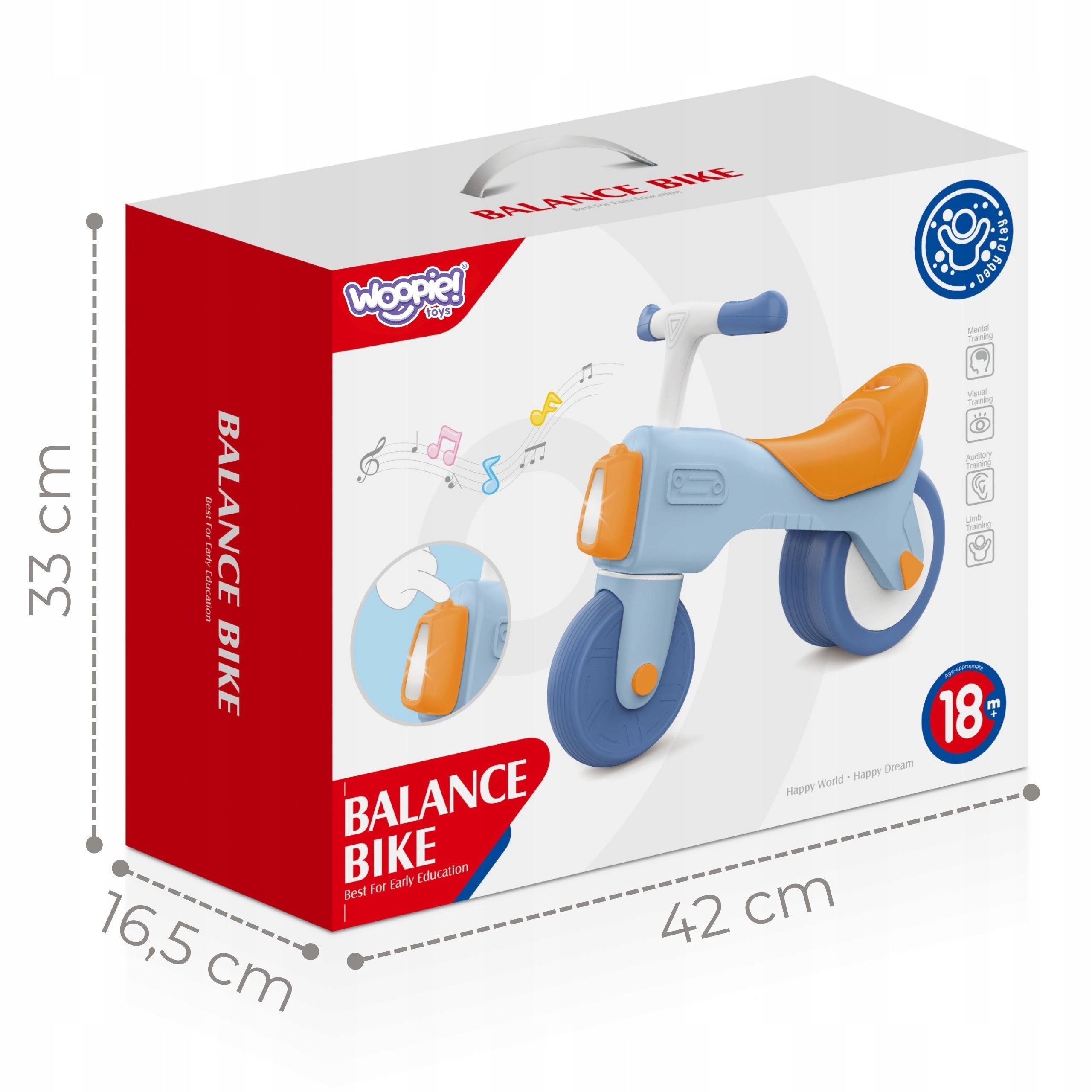 Cross Country Bike Ride-On Sound Light 18m+ Blue WOOPIE BABY Color blue