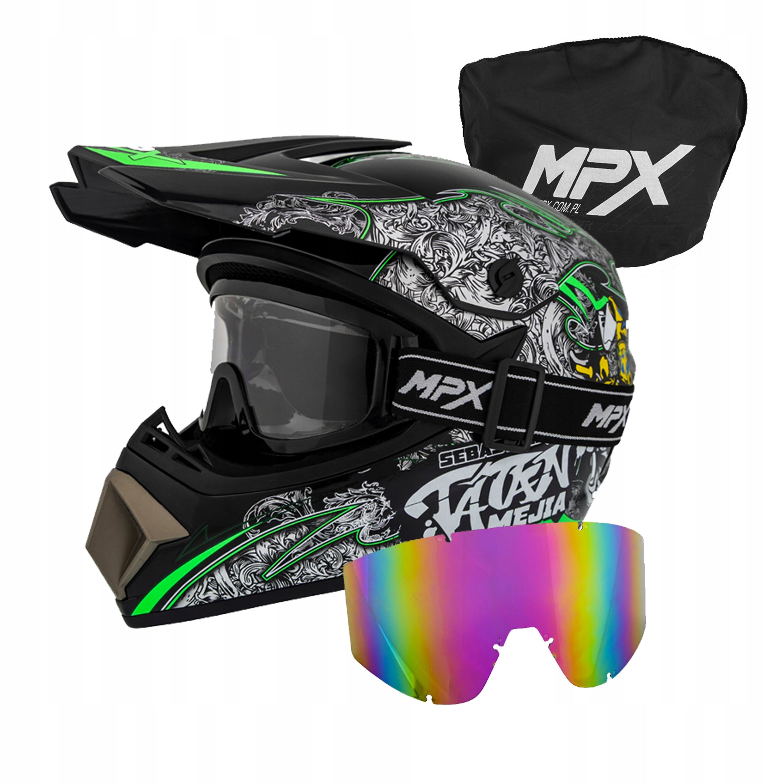 Cross Helmet Black XL Goggles for Corss Quad ATV Enduro BMX MTB Scooter