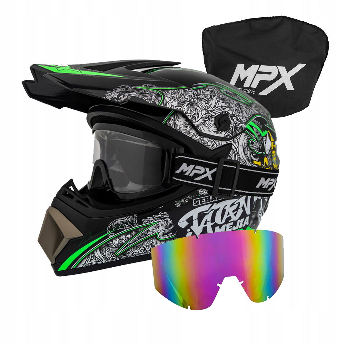 Cross Helmet Black XL Goggles for Corss Quad ATV Enduro BMX MTB Scooter