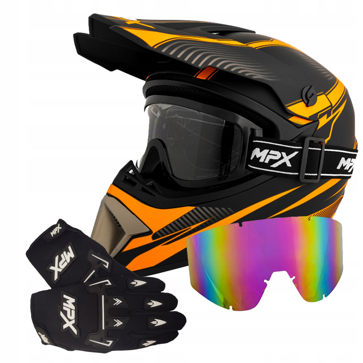 Cross Helmet Goggles Gloves Quad ATV Enduro Scooter BMX MTB S 55-56cm