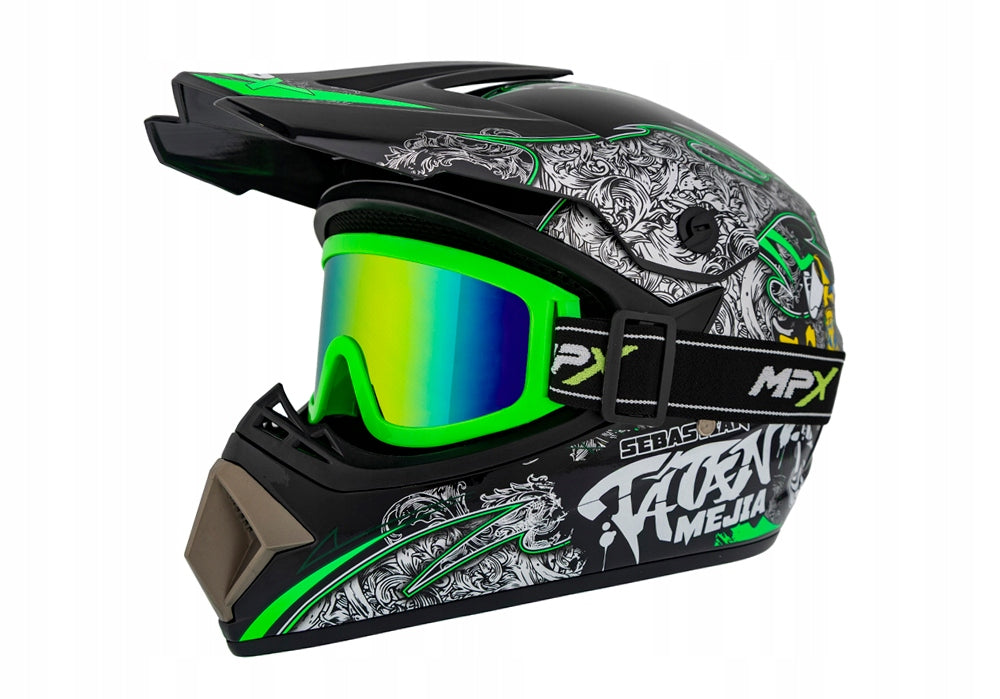 Cross Helmet Goggles Gloves Quad ATV Enduro Scooter BMX MTB XL 61-62cm Manufacturer's catalog number MCGKZ05004