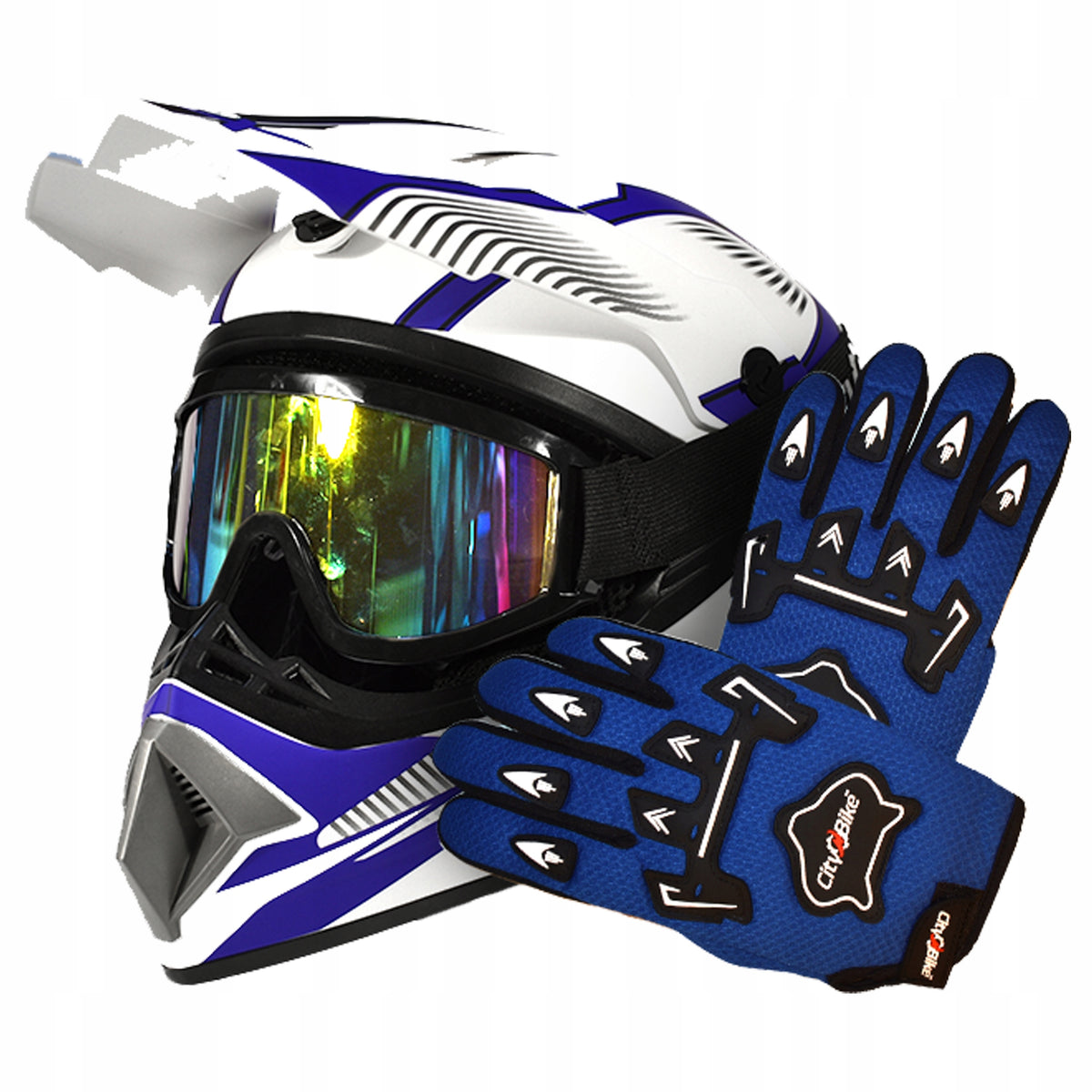 Cross Helmet Goggles Gloves for Quad Enduro ATV BMX Scooter XS