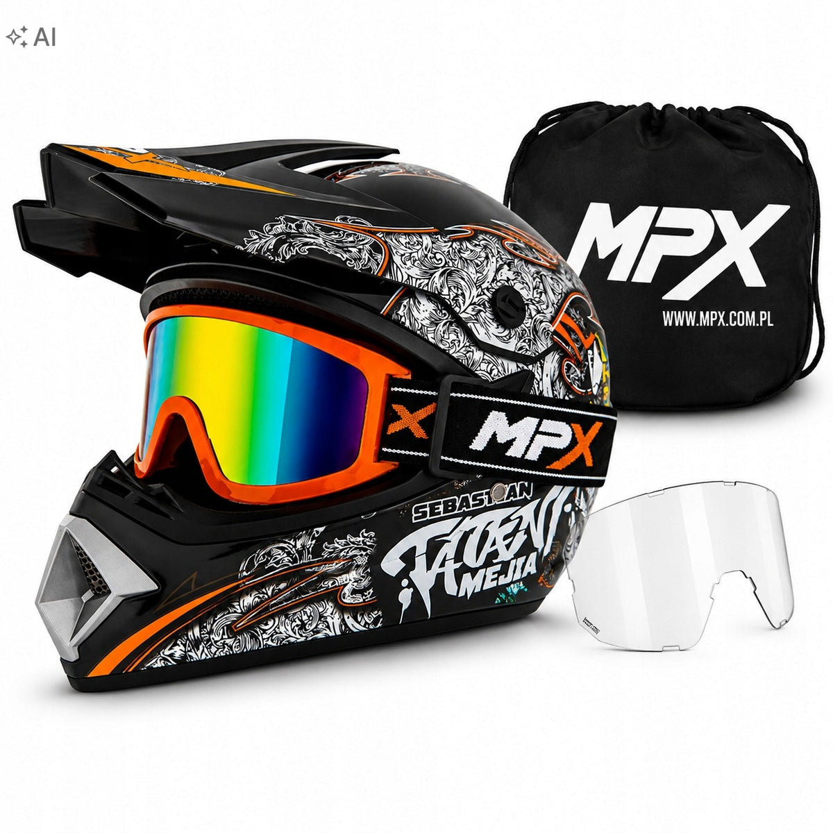 Cross Helmet Goggles Quad ATV Enduro Scooter Electric BMX S 55-56cm