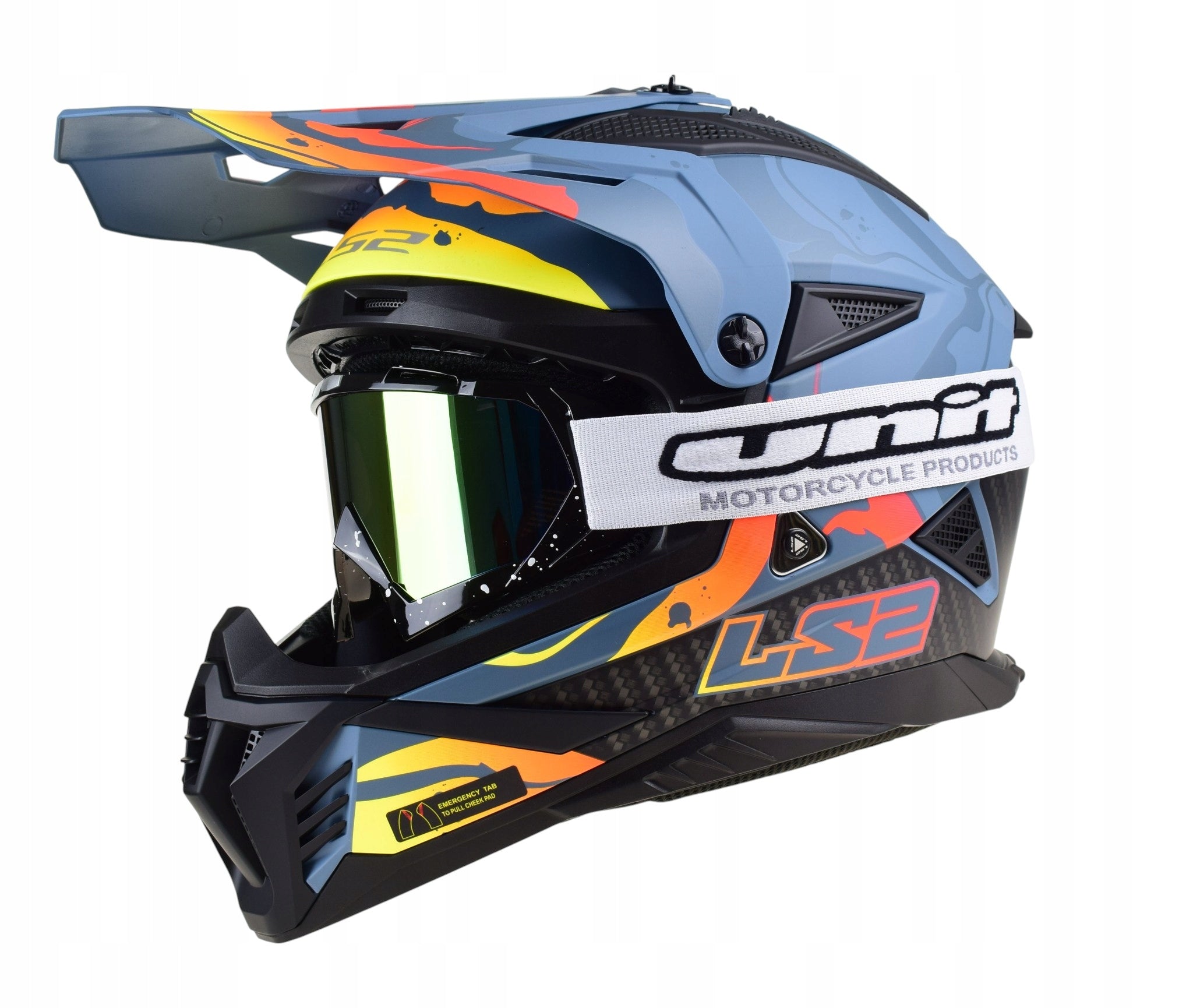 Cross Helmet LS2 MX708 Fast II Wash Matt Dark Grey Enduro + GOGGLES r.M