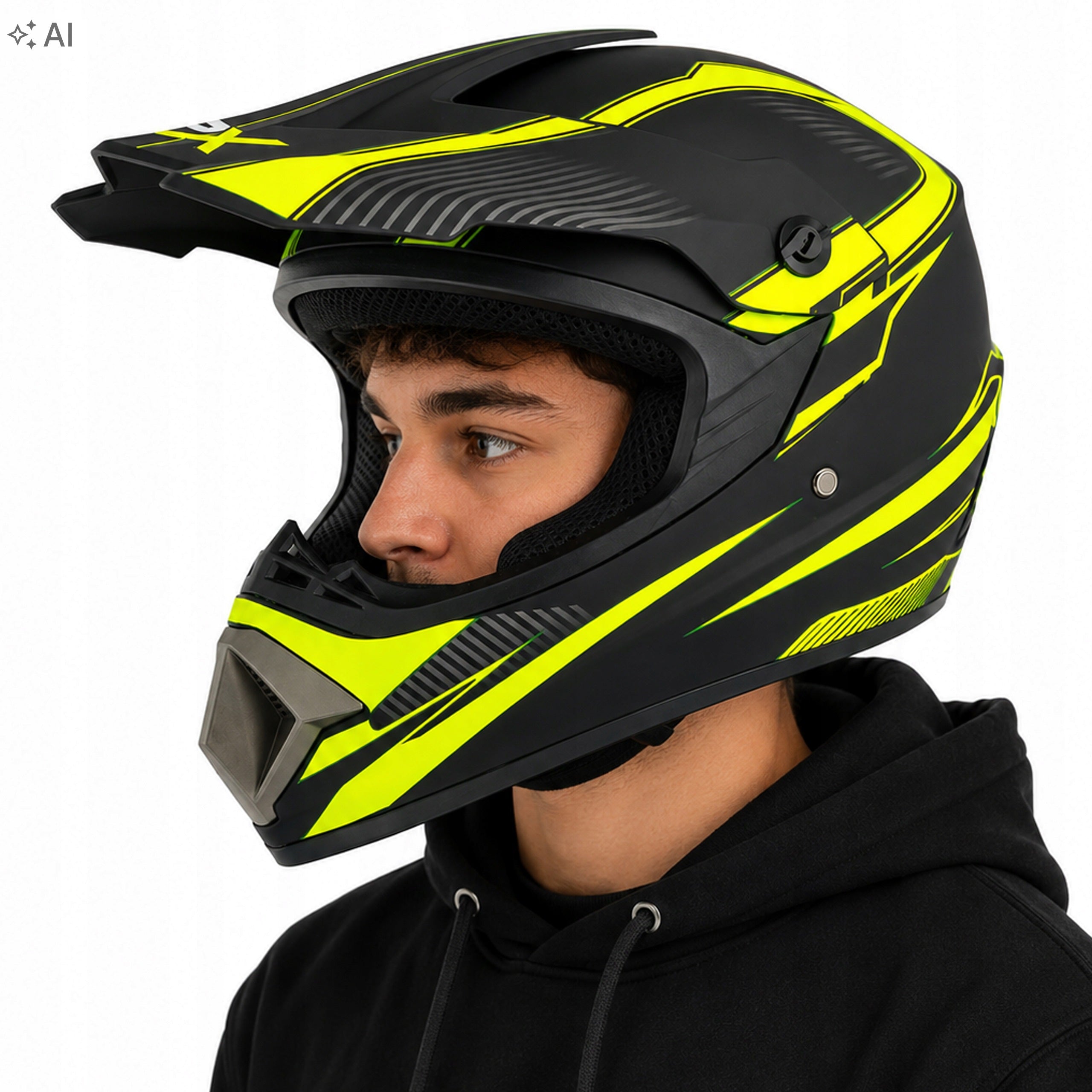 Cross M Enduro Quad ATV BMX MTB Helmet Electric Scooter Black and Yellow