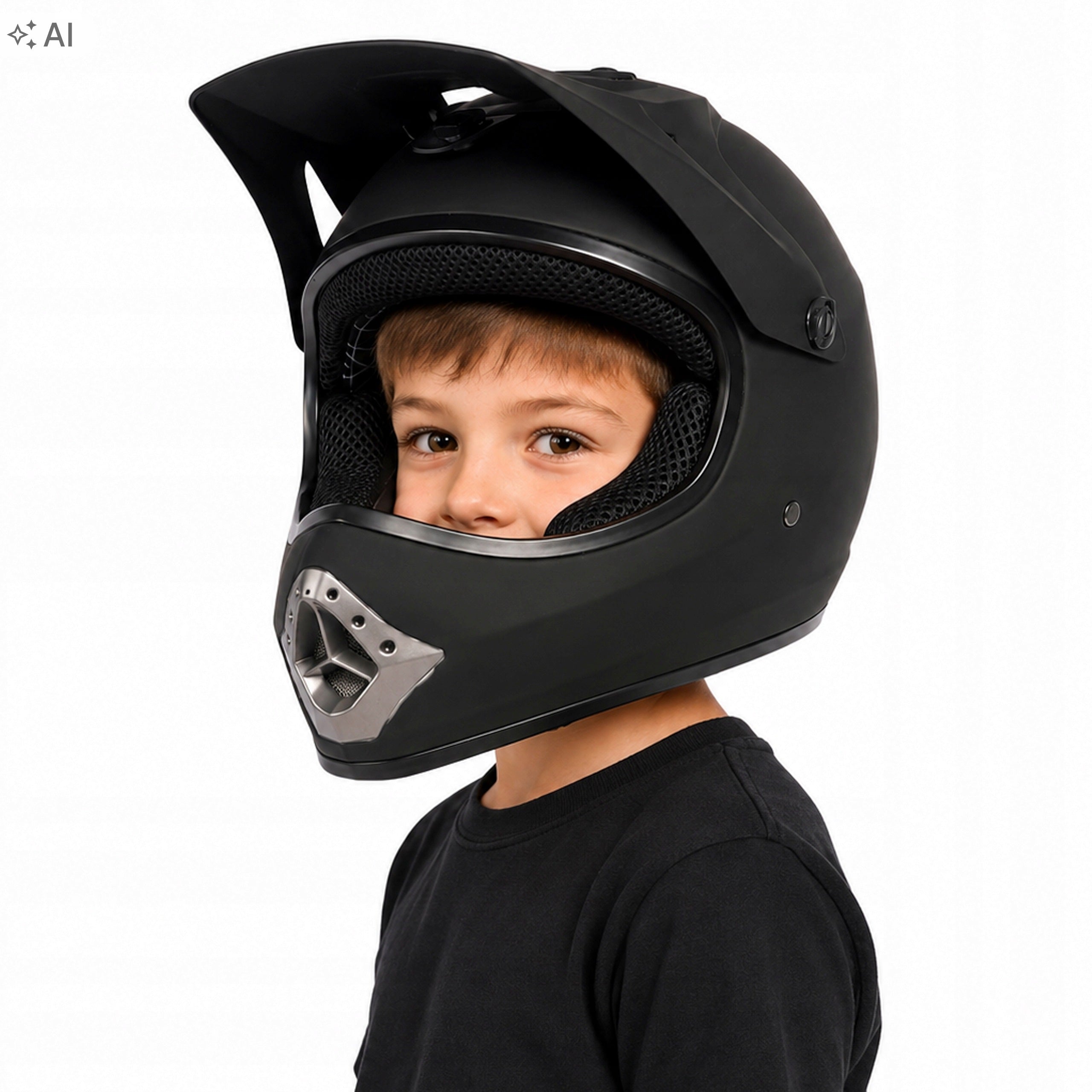Cross M Helmet for Kids on Enduro Quad BMX Scooter M 55-56cm Black Mat