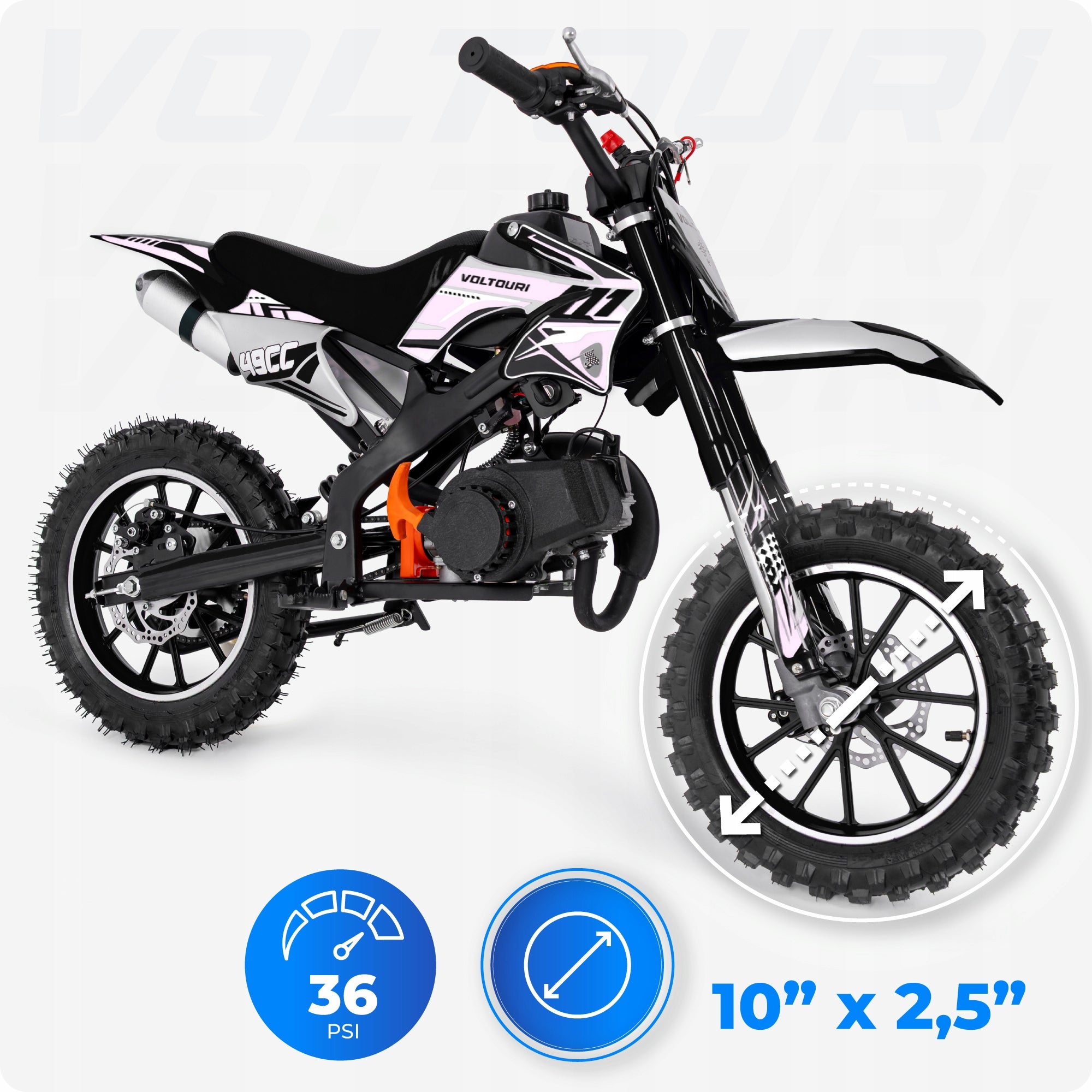 Cross combustion mini 49CC powerful motor for children durable motorcycle 35km/h Manufacturer code CR49-WHITE