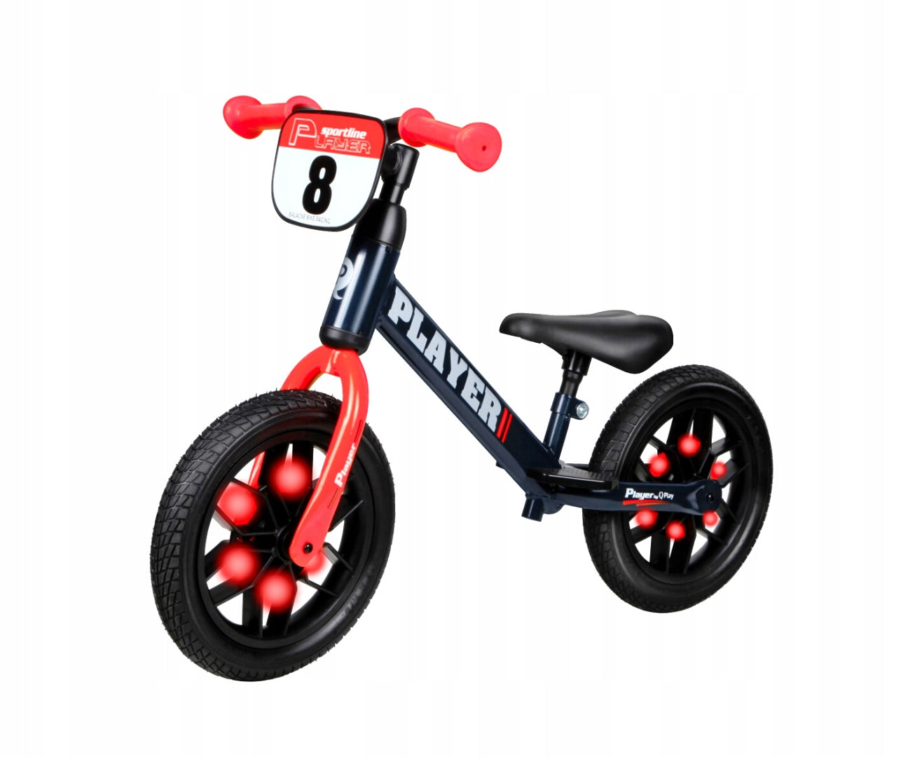 Cross-country bike for children from 3 years old rider glowing wheels 12" Player Qplay Color white black red