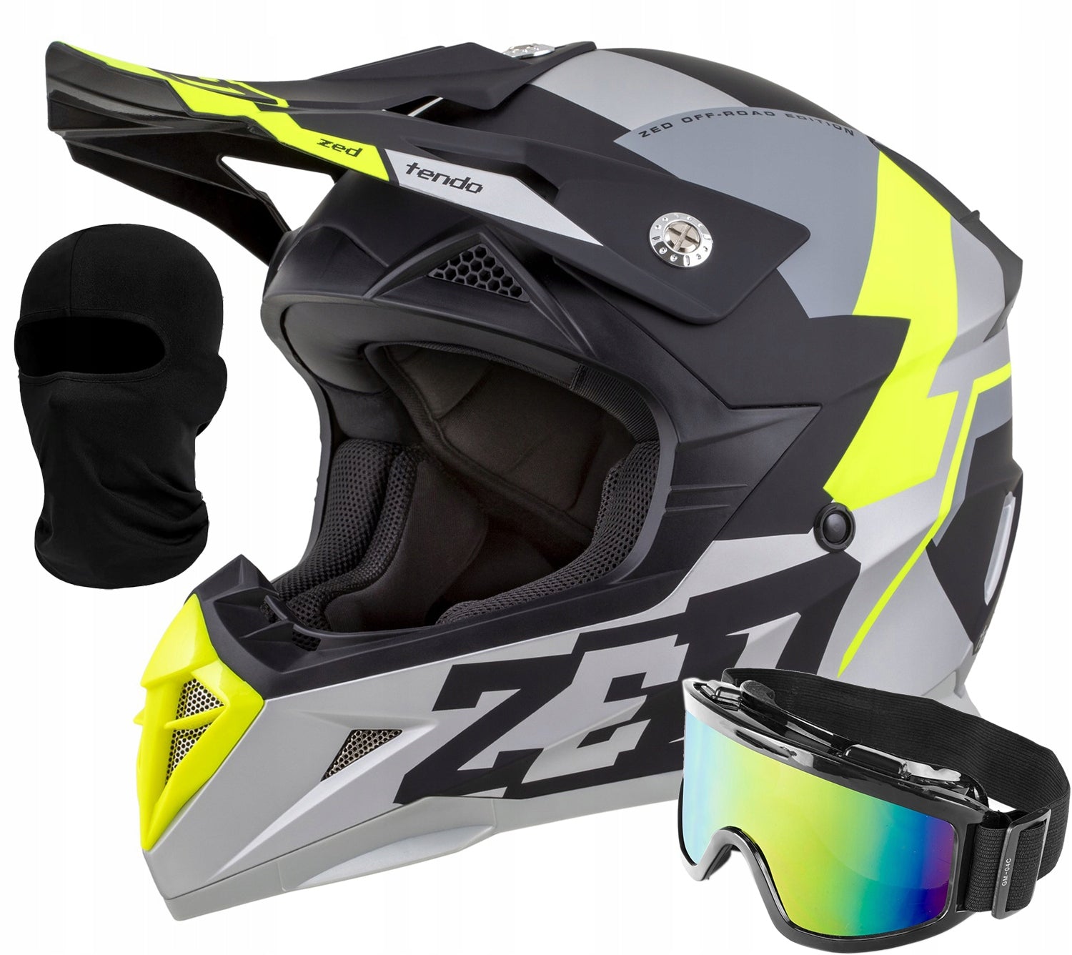 Cross enduro quad helmet ZED X1.9 XS silver mat ECE2206 + goggles for intercom