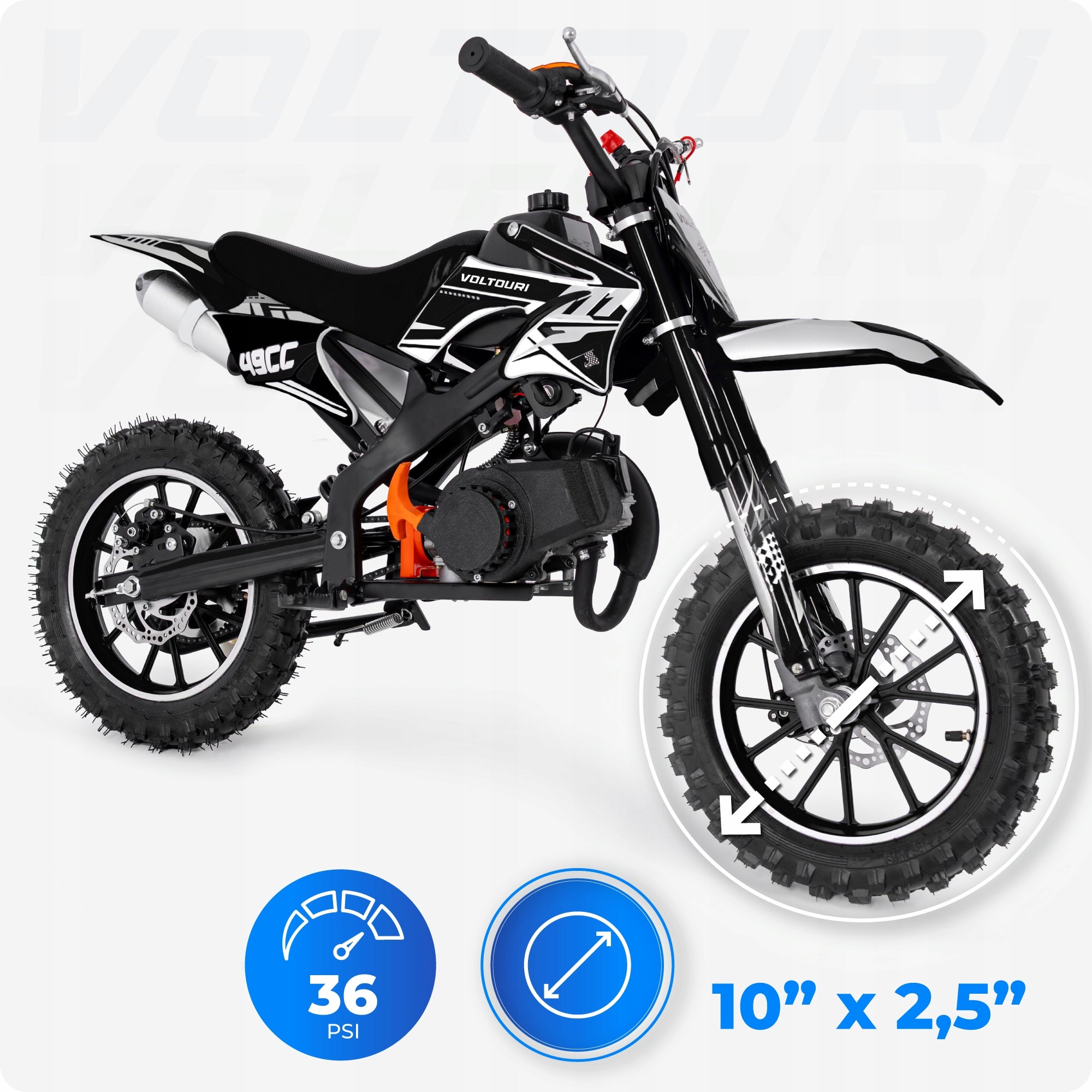 Cross mini 49CC motor for children internal combustion engine stable motorcycle 35km/h Manufacturer code CR49-BLACK