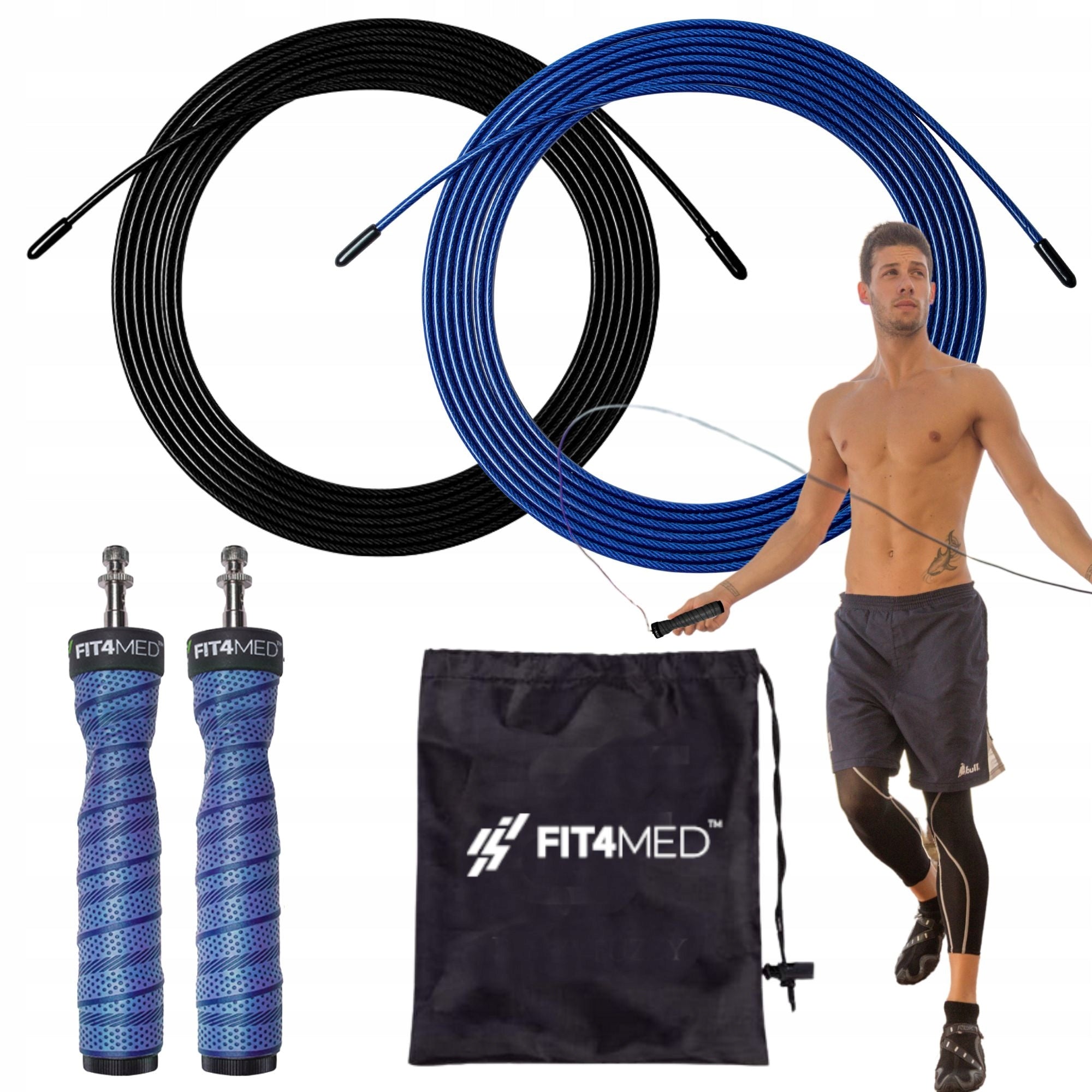 Crossfit Boxing Training Jump Rope with Bearings 2 Solid Links Rope length 300 cm