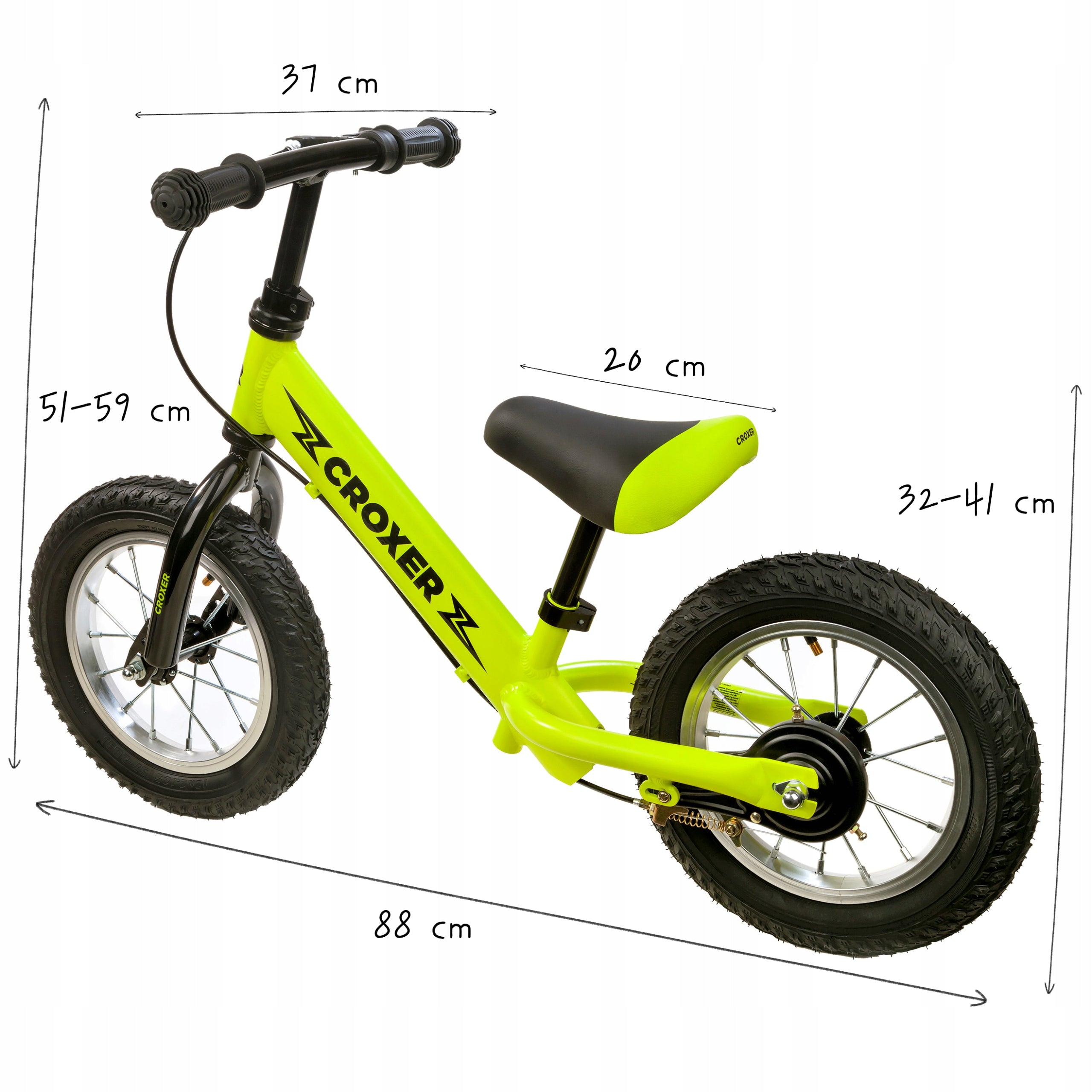 Croxer Leox Lime balance bike with brake Color black green