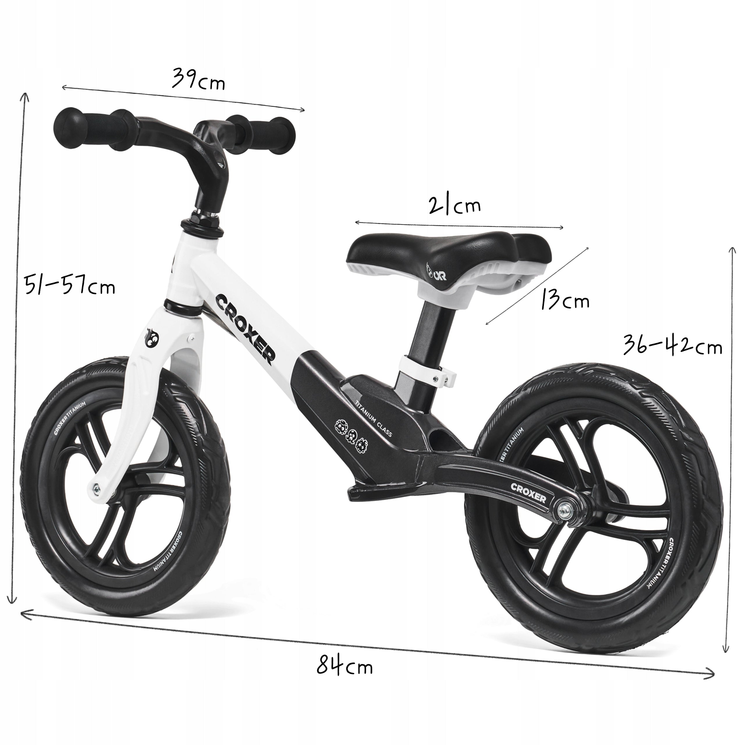 Croxer Titanium Pro Black/White Balance Bike EAN (GTIN) 5903576324103