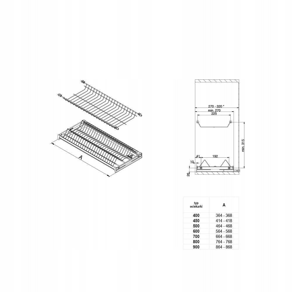 Cruise Drainer for cabinet 600 white Color white