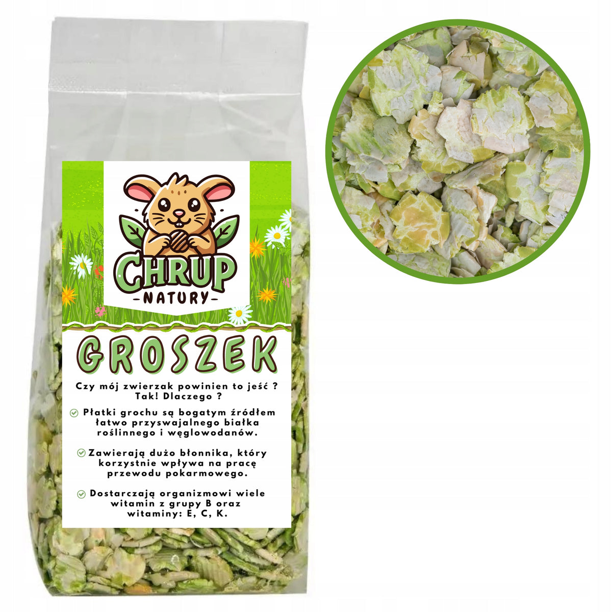Crushed Peas 130g - Treat food for RODENT and RABBIT