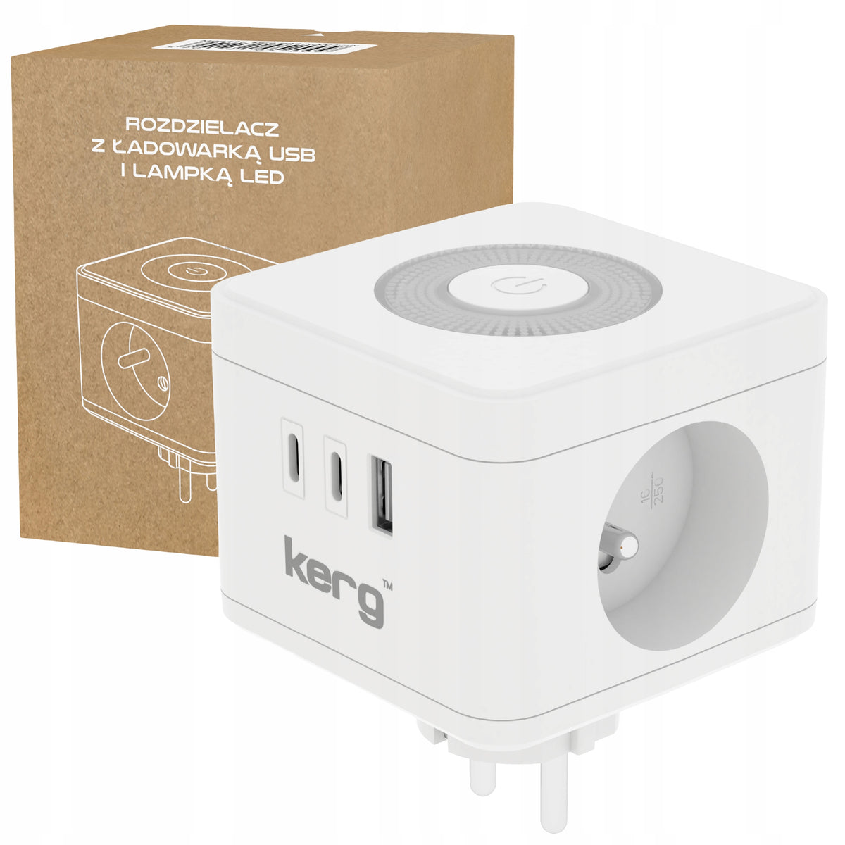 Cube Power Strip Thief Splitter 2 Socket USB Kerg Smart