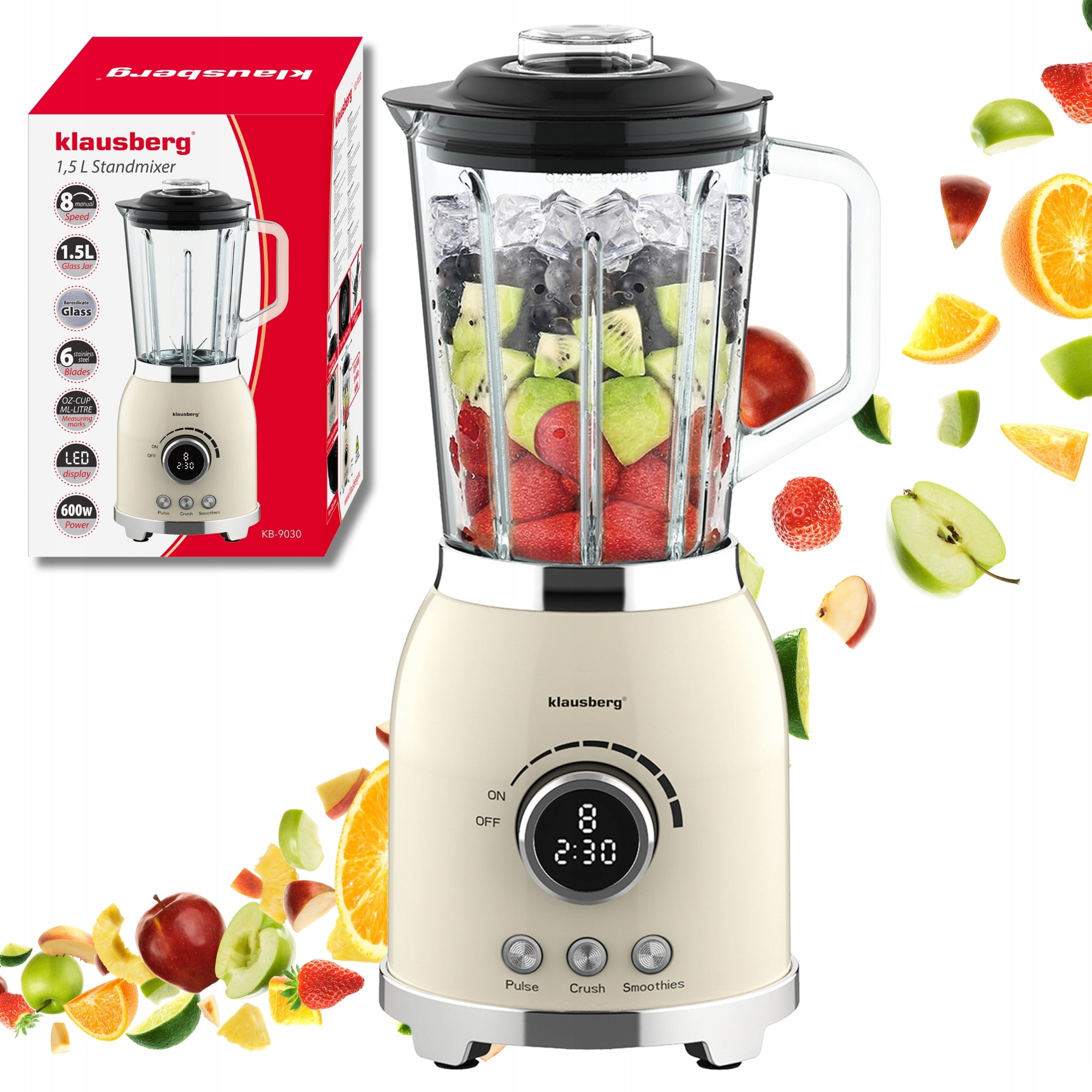 Cup Blender 1,5L 600W LED Smoothie Ice Crush Mixer KLAUSBERG