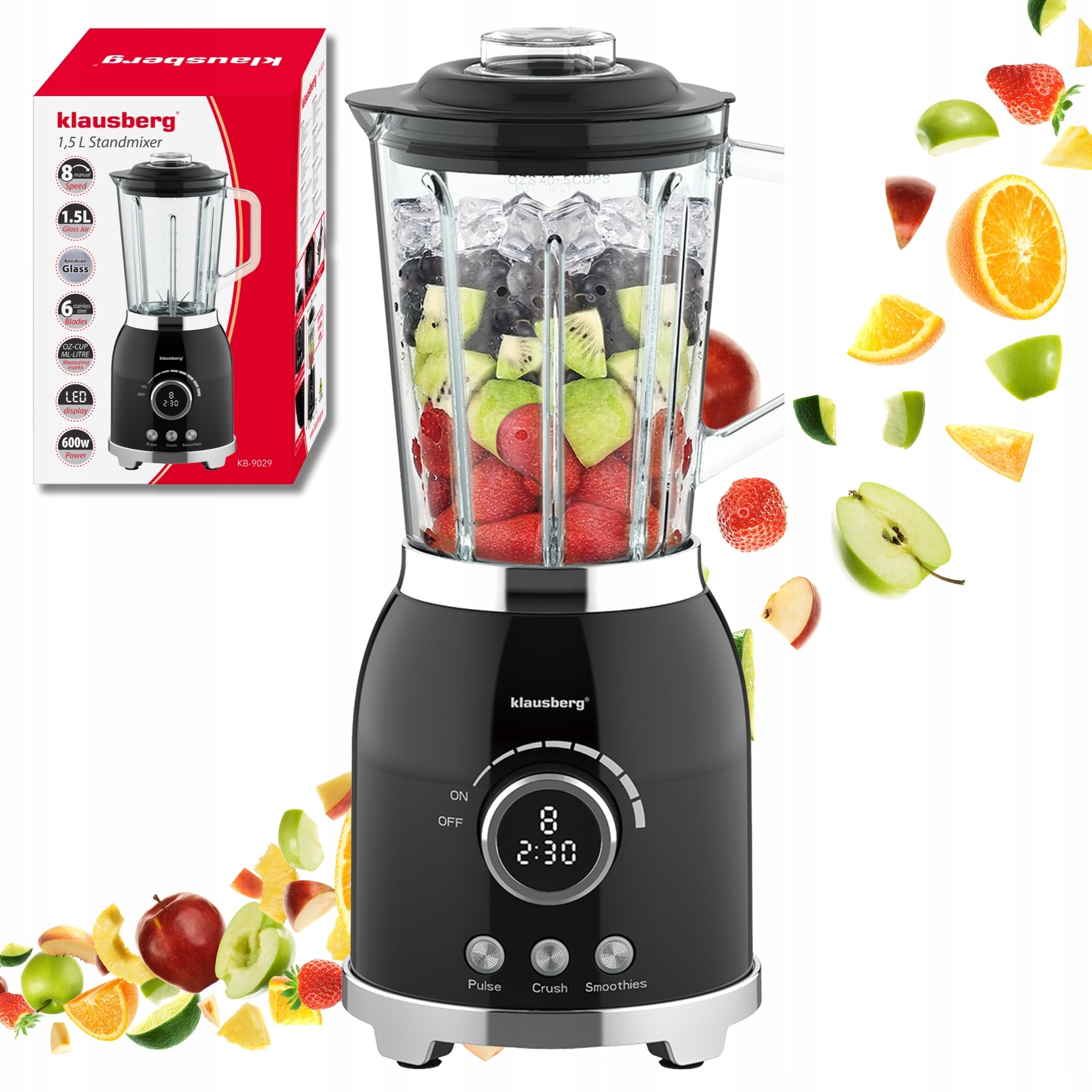 Cup Blender 1,5L KLAUSBERG 600W LED Smoothie Ice Crush Mixer