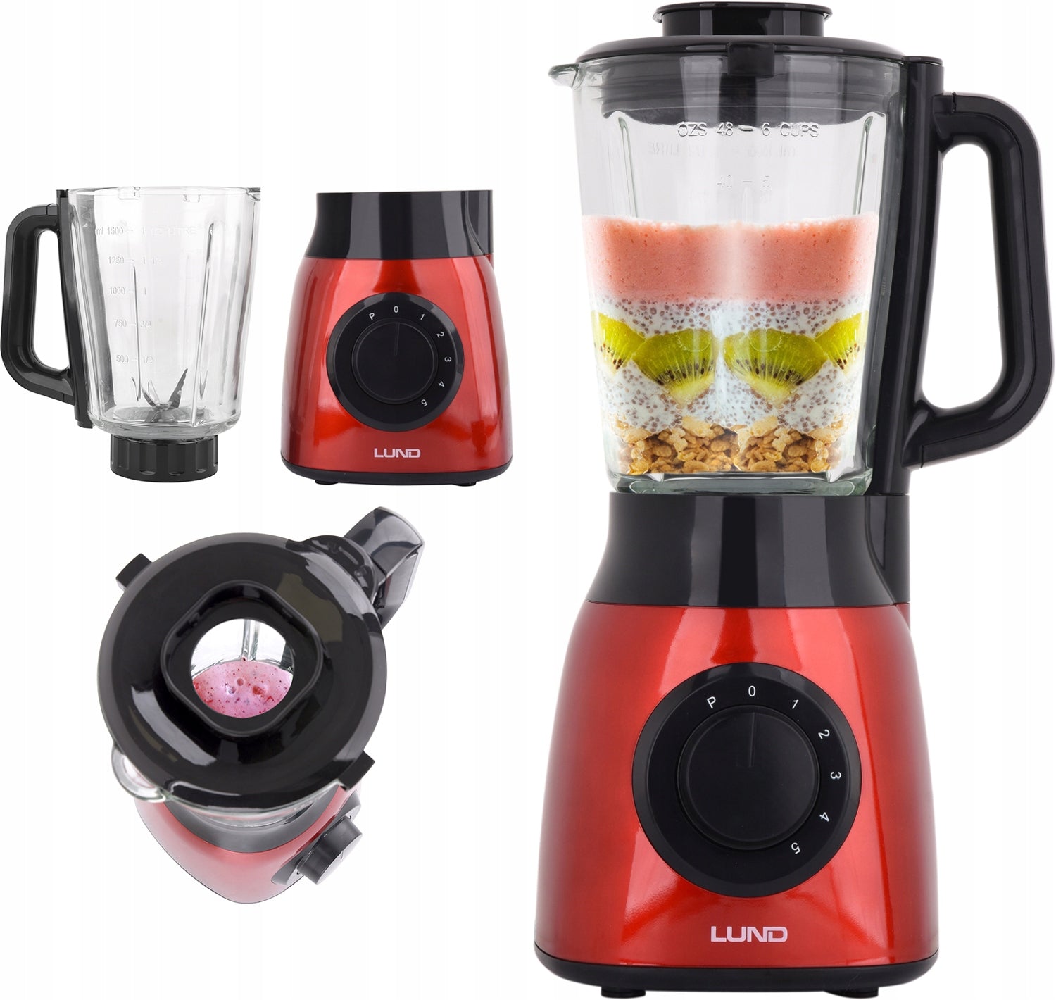 Cup blender 600W red 1,5l speed control LUND 67705