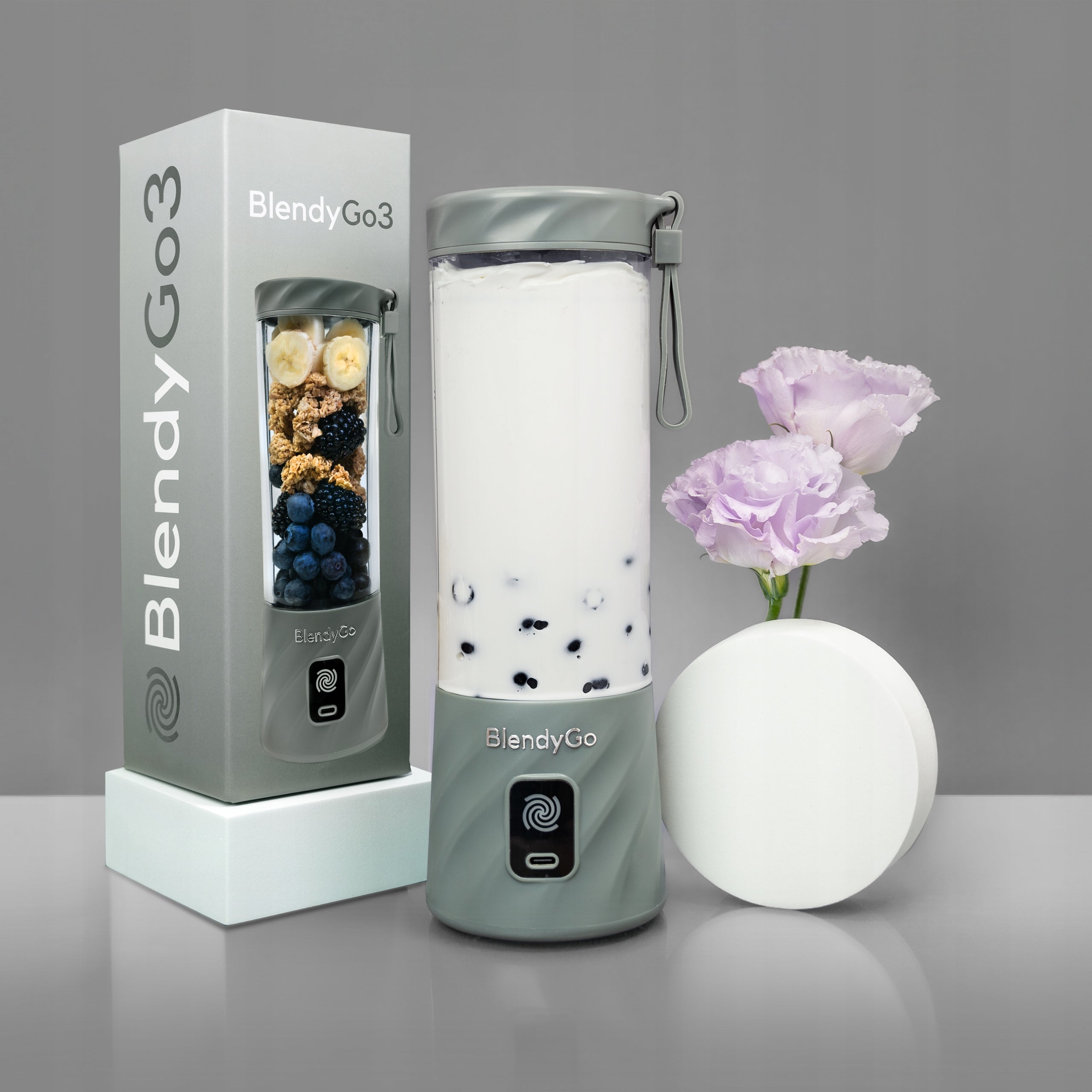 Cup blender BlendyGo 3 wireless 250 W silver/grey 0,55 l Manufacturer code Mikser do smoothie mini blender kielichowy 3