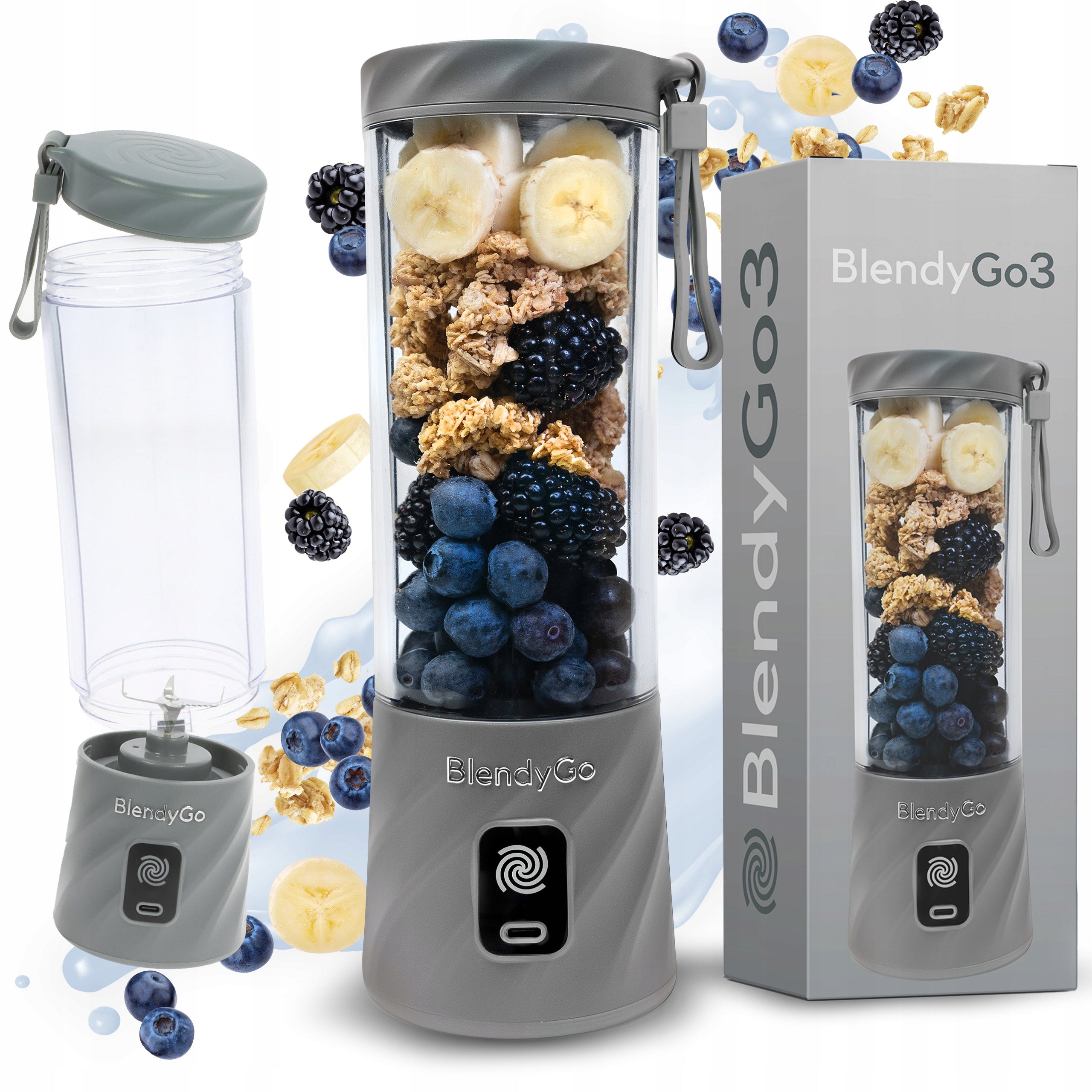 Cup blender BlendyGo 3 wireless 250 W silver/grey 0,55 l