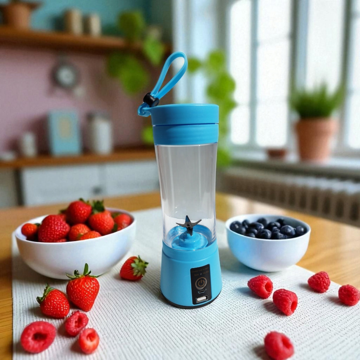 Cup blender JUICE CUP | Mini smoothie mixer | Blue | 380ml Packaging status original