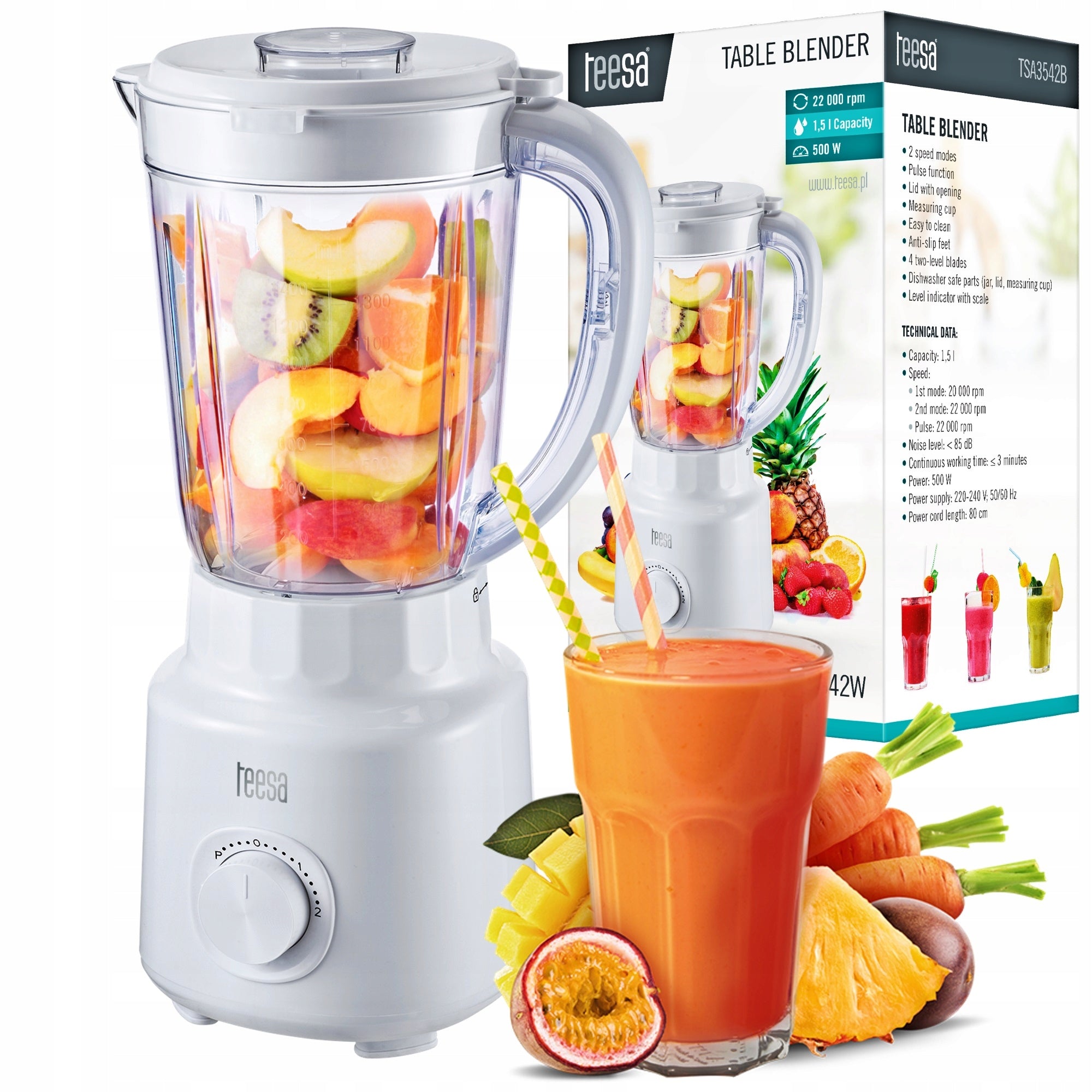 Cup blender Teesa TSA3542W 500 W white Brand Teesa