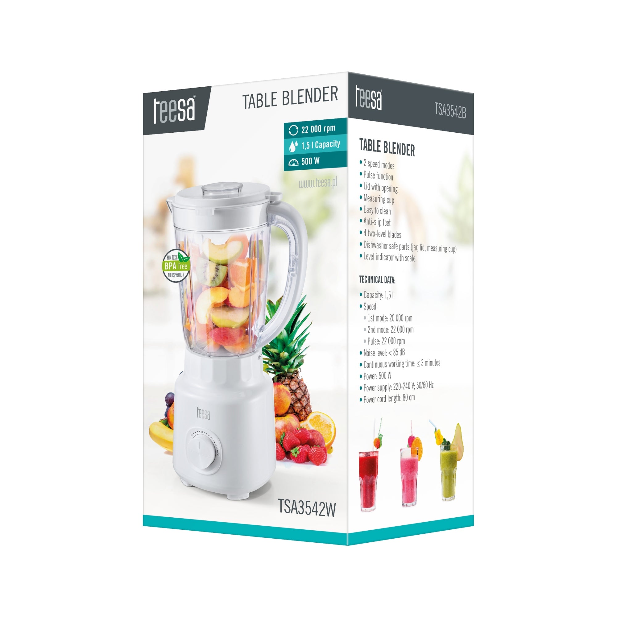 Cup blender Teesa TSA3542W 500 W white Manufacturer code TSA3542W
