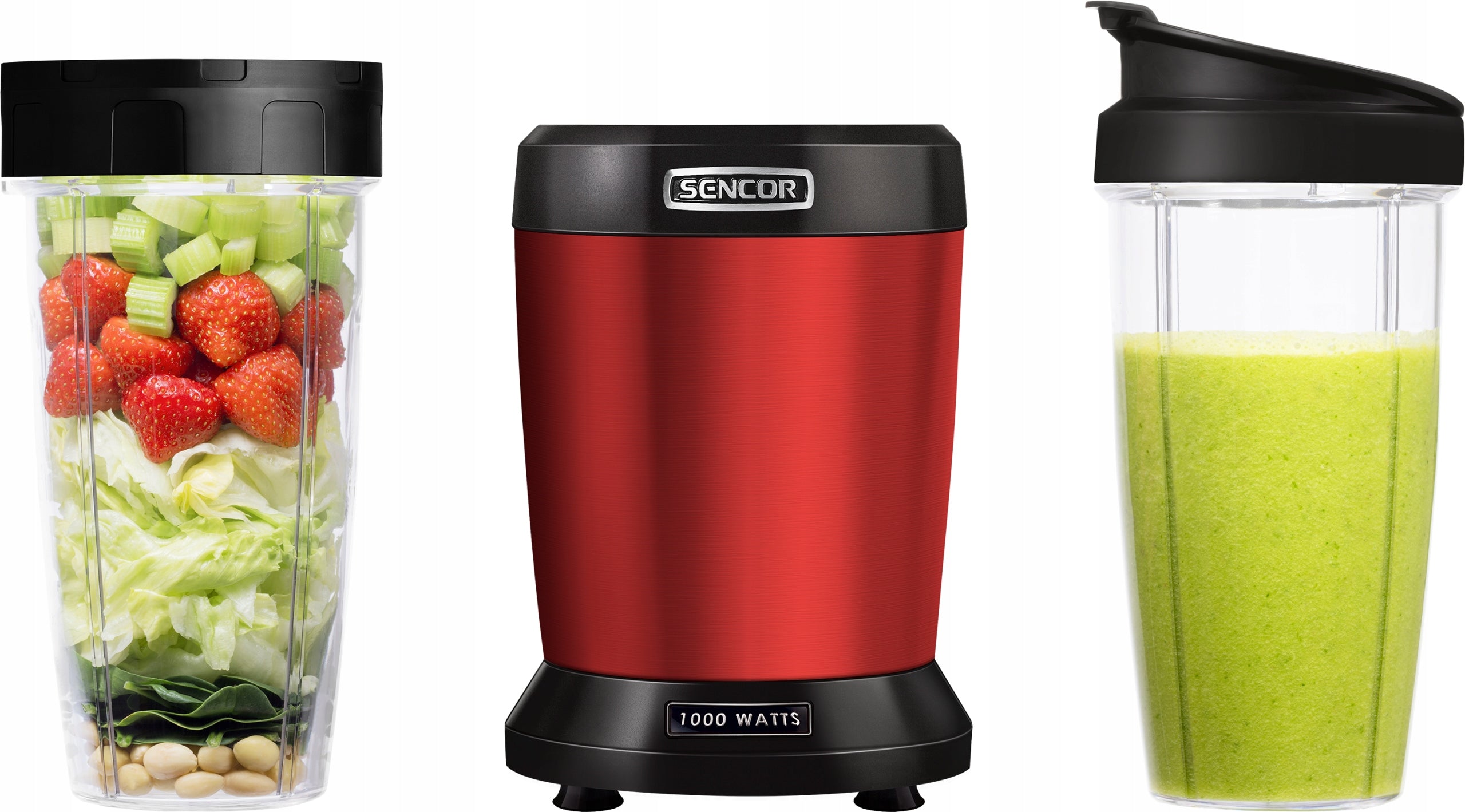 Cup blender for smoothie Nutri Sencor 1000W Red + 2 Cups Tritan Packaging status original