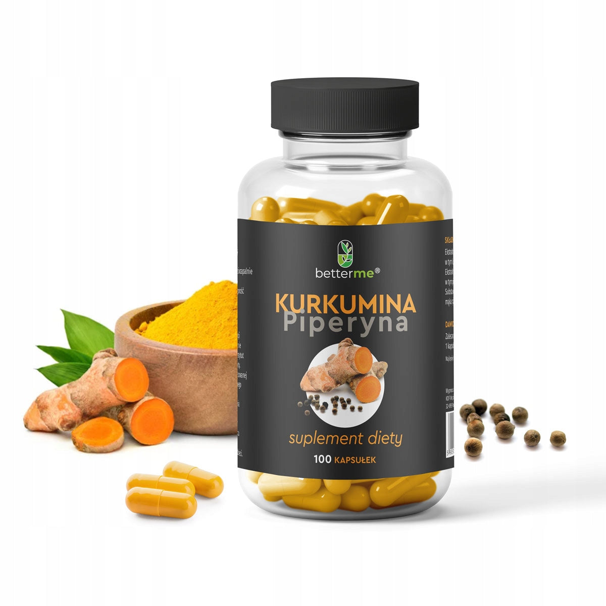 Curcumin and Piperine curcumin turmeric 100caps BetterMe Name KURKUMINA