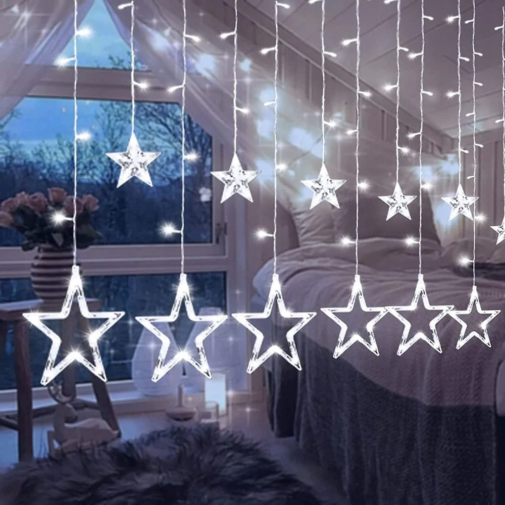 Curtain Light Stars LED Garland Lights for Christmas Tree Window COLD EAN (GTIN) 5907558287745