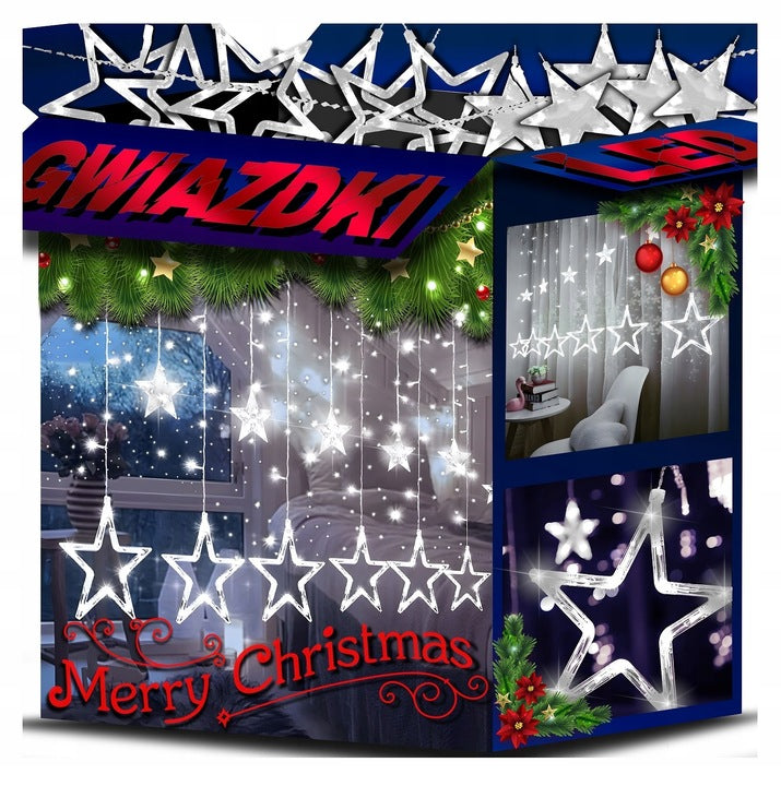 Curtain Light Stars LED Garland Lights for Christmas Tree Window COLD
