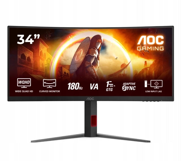 Curved Monitor 34 inches AOC CU34G4 UWQHD Fast VA 180Hz 0,5ms MPRT HDR10