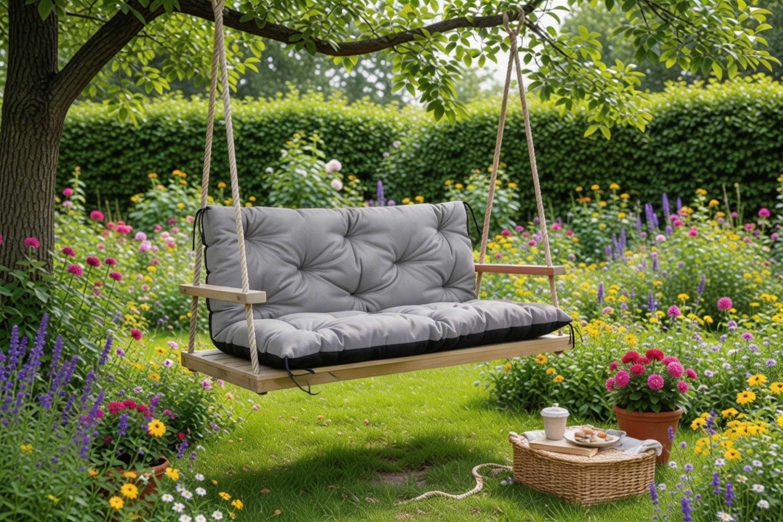 Cushion CUSHION 150x60x50cm for garden bench swing WATERPROOF grey Pillow length 150 cm