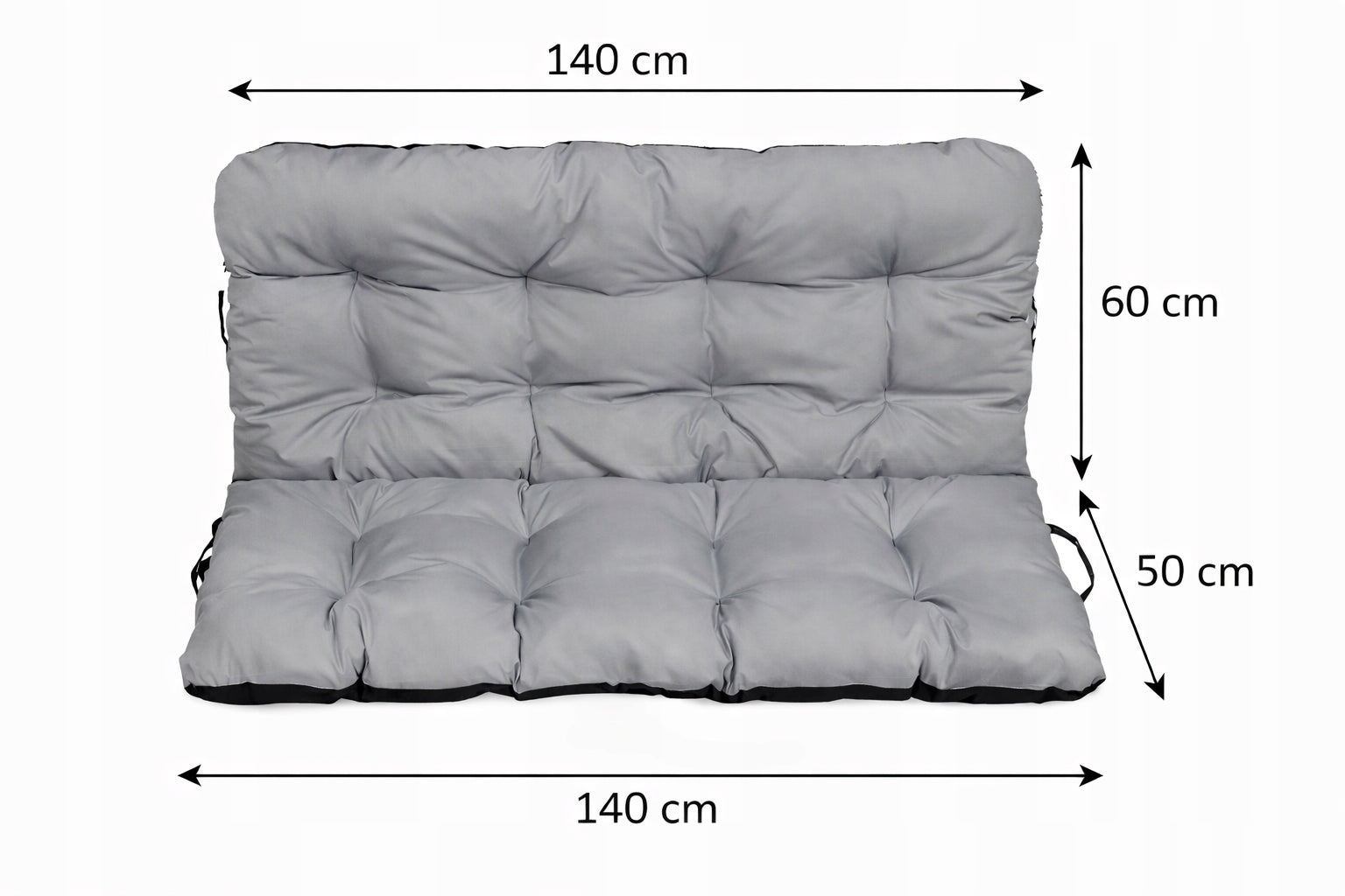 Cushion WATERPROOF for garden bench furniture swing pallet 140x60x50 grey Packaging status original