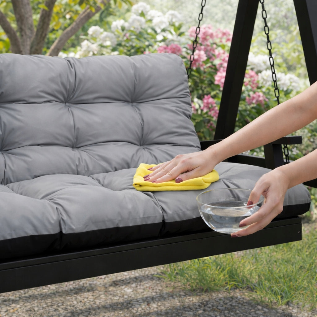 Cushion WATERPROOF for garden bench furniture swing pallet 140x60x50 grey Pillow length 140 cm