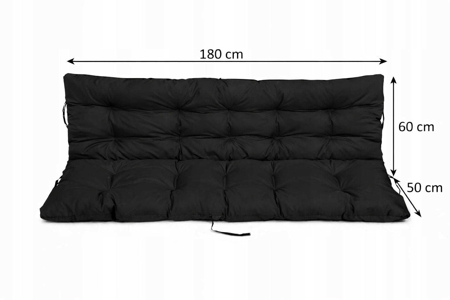 Cushion WATERPROOF for garden bench swing soft 180x60x50 BLACK Packaging status original