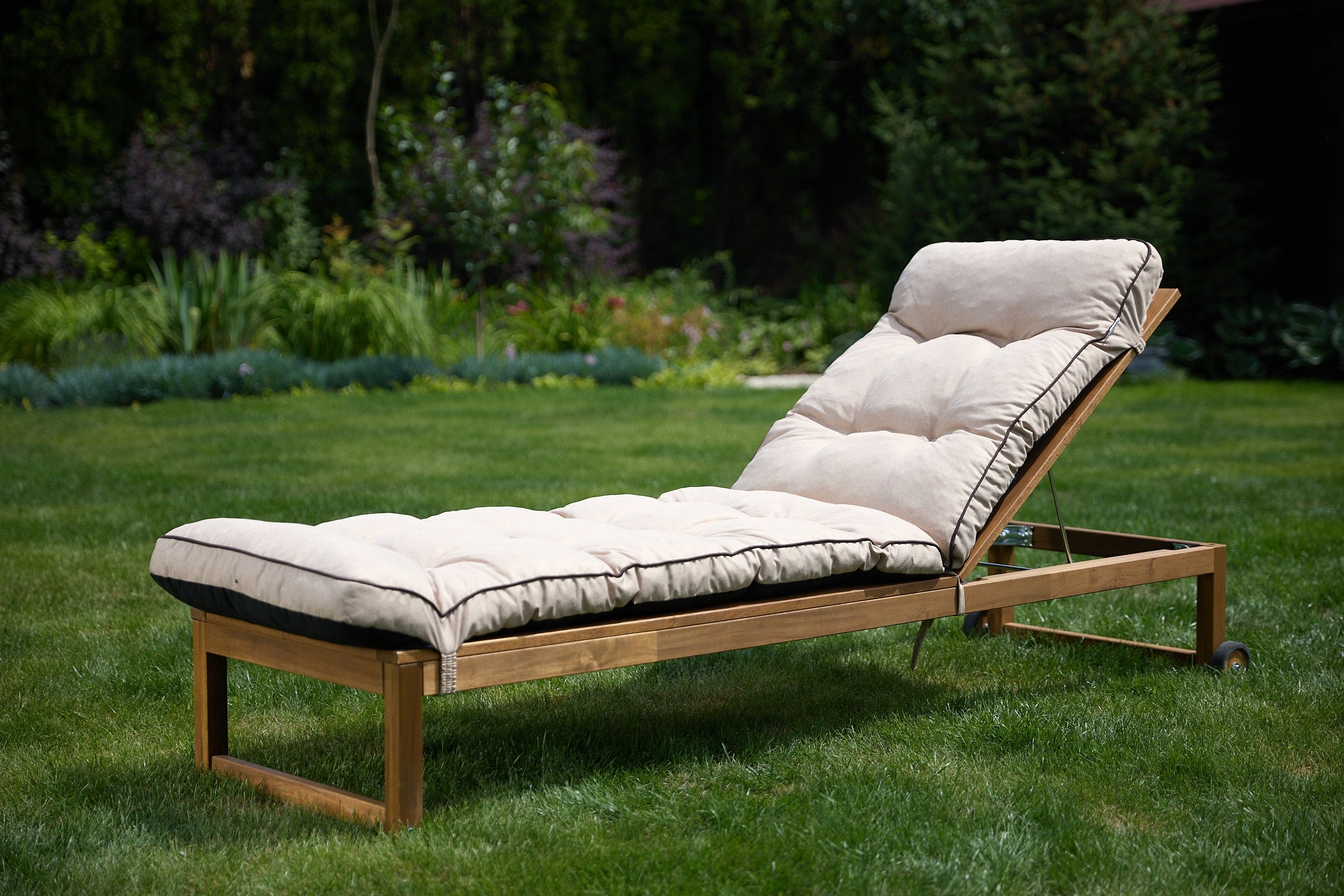 Cushion for garden sun lounger - beach - couch - garden bed 201x55 cm Cushion thickness 8 cm