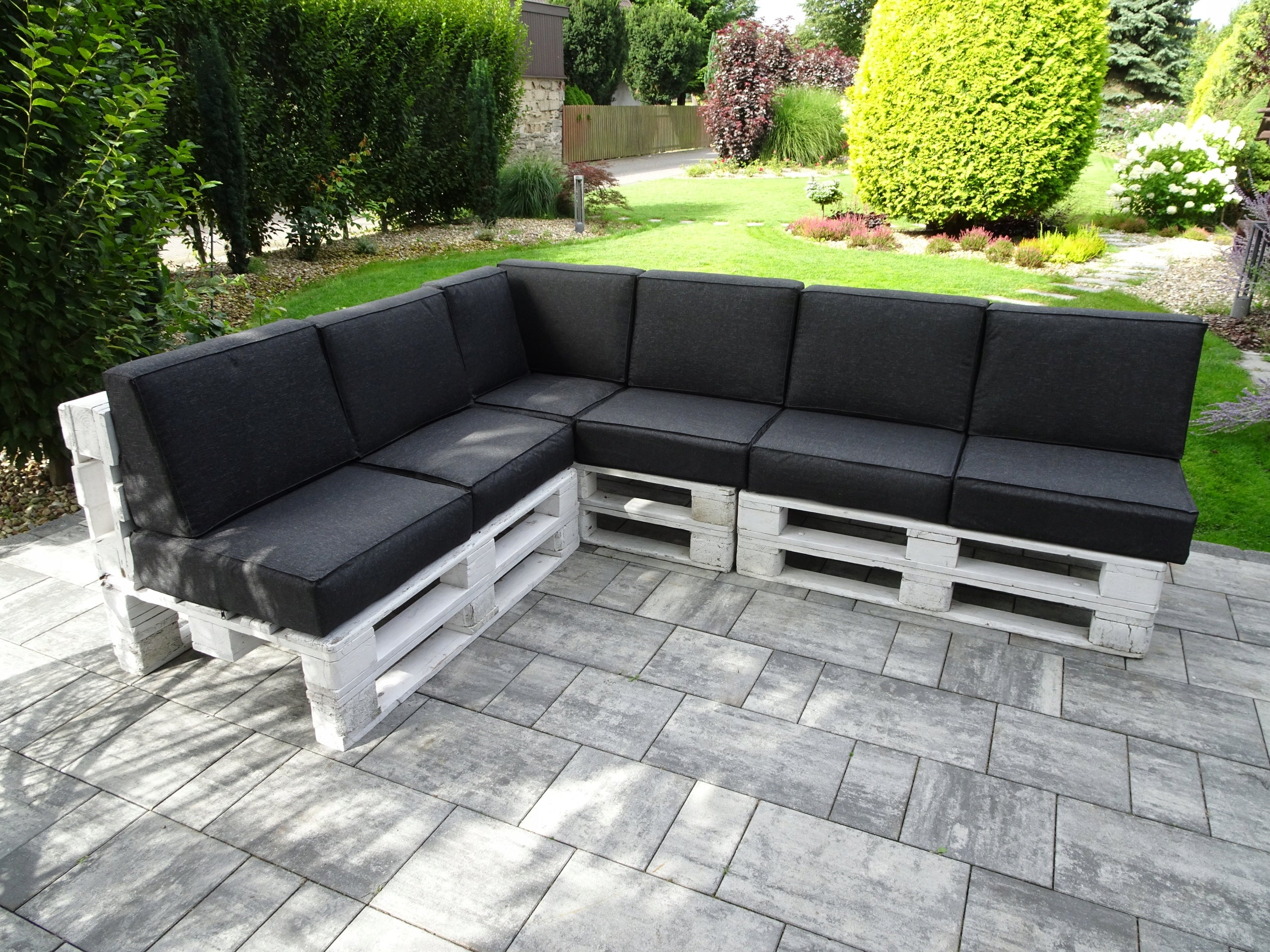 Cushions for three EURO- PALLETS set 13 pcs. seat 60 x 60 Silver BLACK Manufacturer no brand