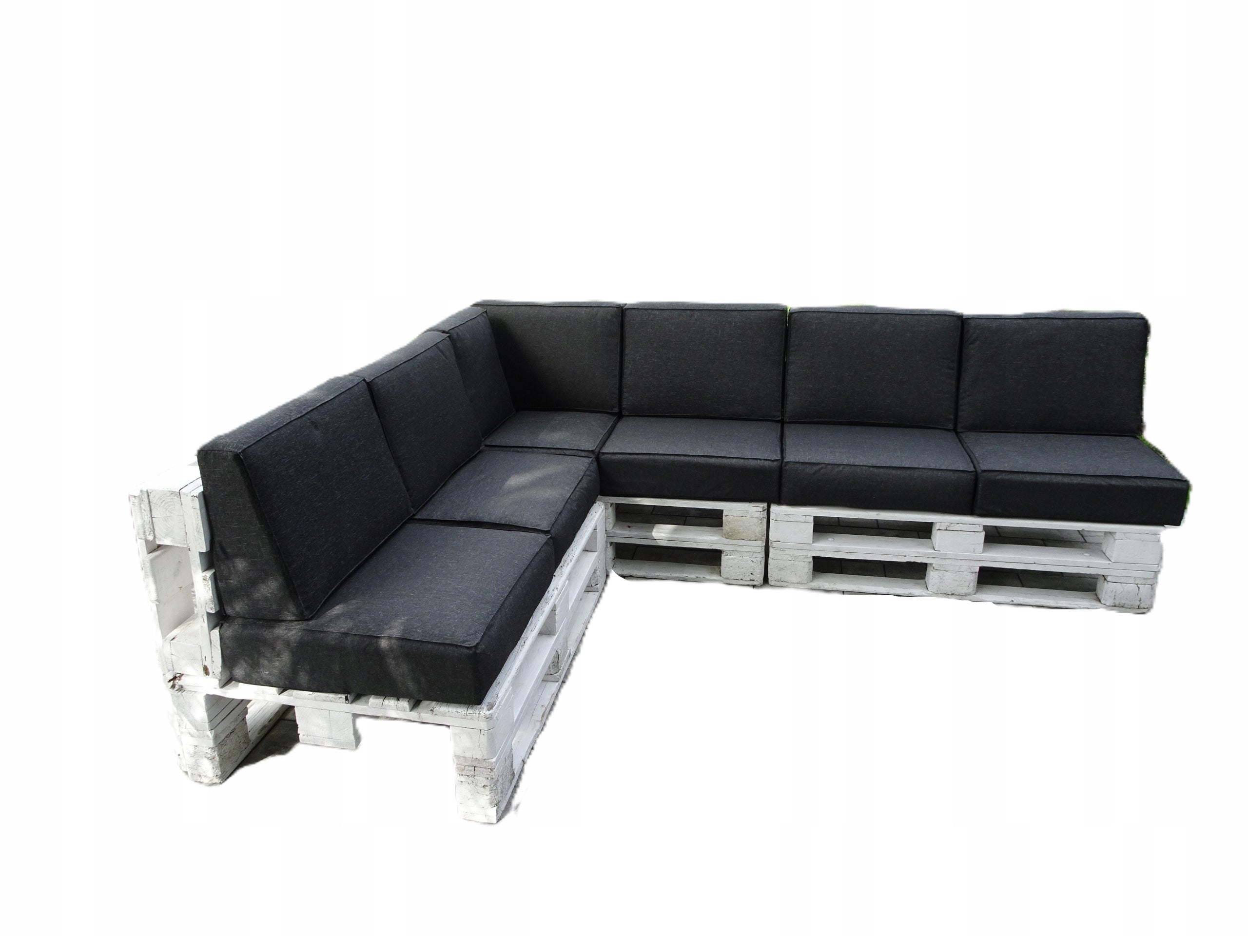 Cushions for three EURO- PALLETS set 13 pcs. seat 60 x 60 Silver BLACK